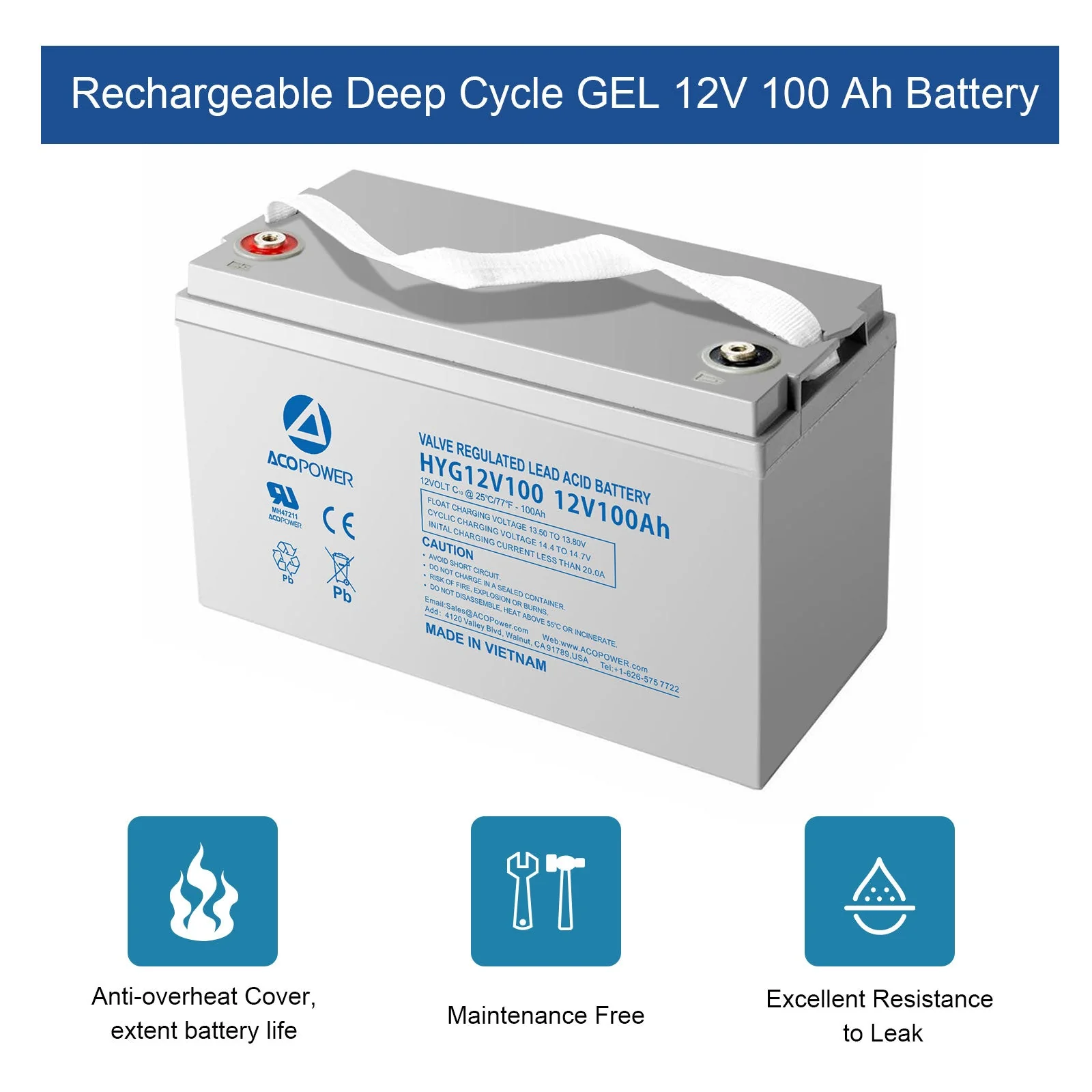 ACOPOWER Deep Cycle GEL Battery Mono Solar Power Complete System with Battery and Inverter for RV Boat 12V Off Grid Kit - Image 4