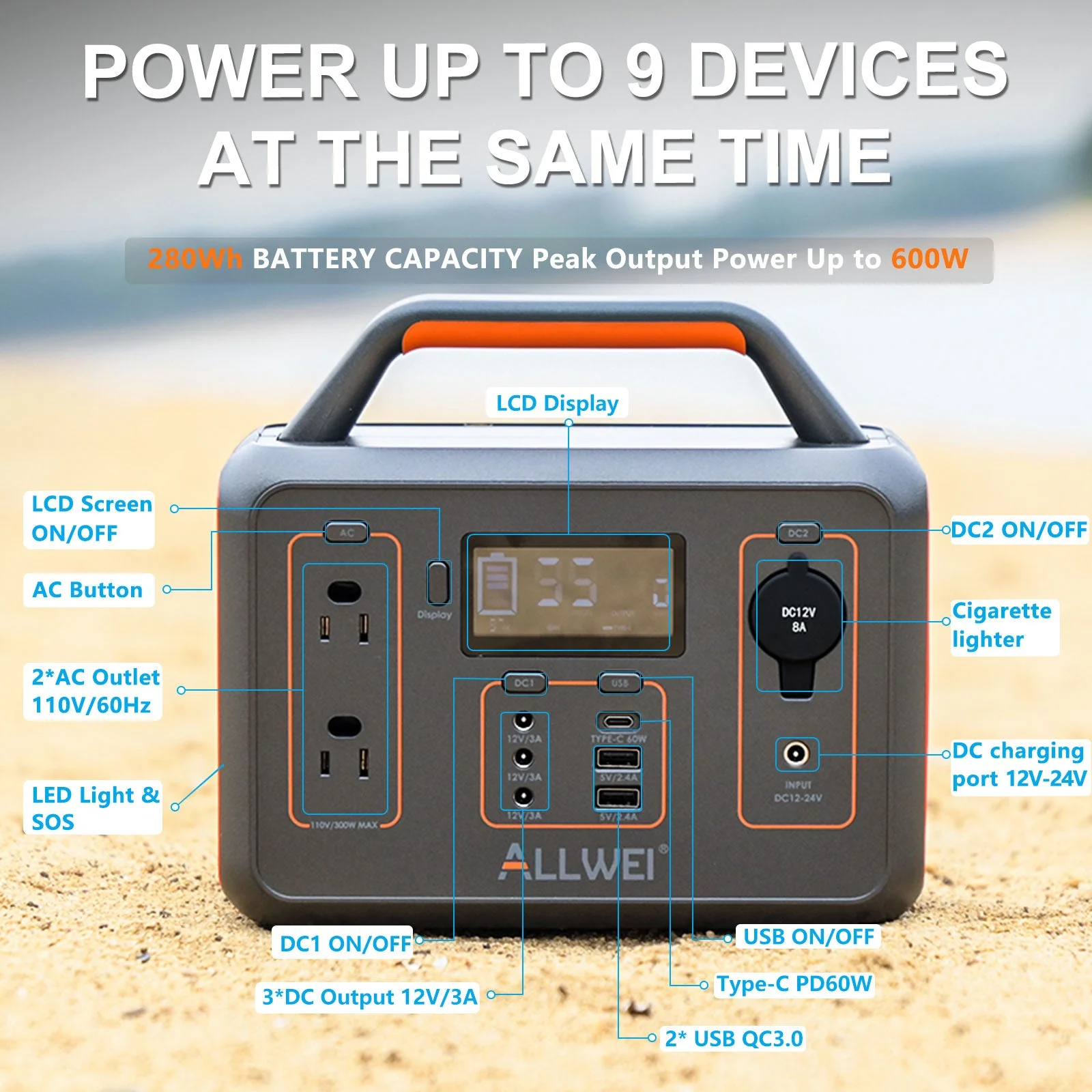 ALLWEI PPS300 Portable Power Station - 300W | 280Wh - Image 5