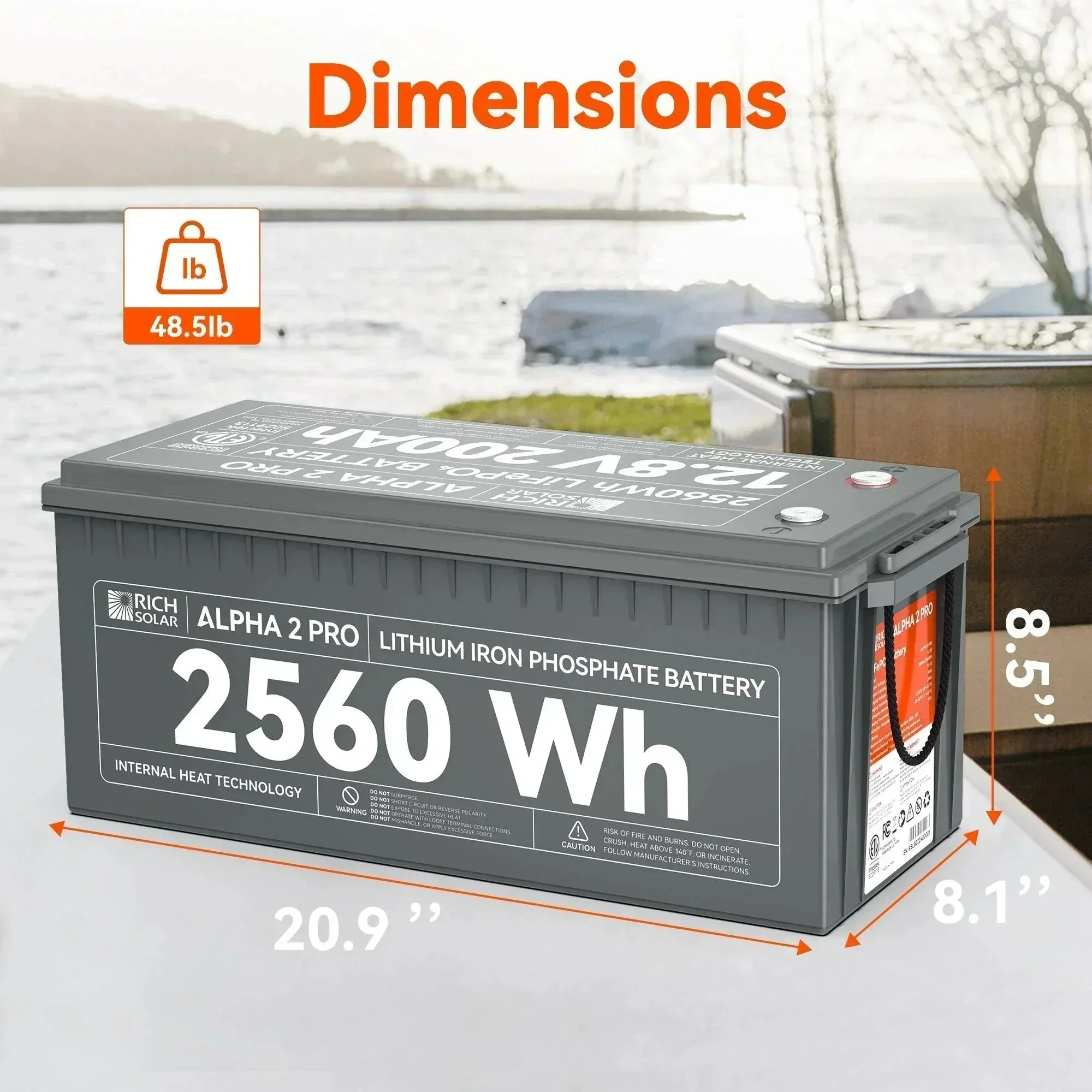 Rich Solar ALPHA 2 PRO | 12V 200Ah LiFePO4 Battery | Premium 12V Lithium Battery for RVs, Cabins, Tiny Homes | 7,000 Lifetime Cycles | 10 Year Warranty | UL1973 Certified - Image 4