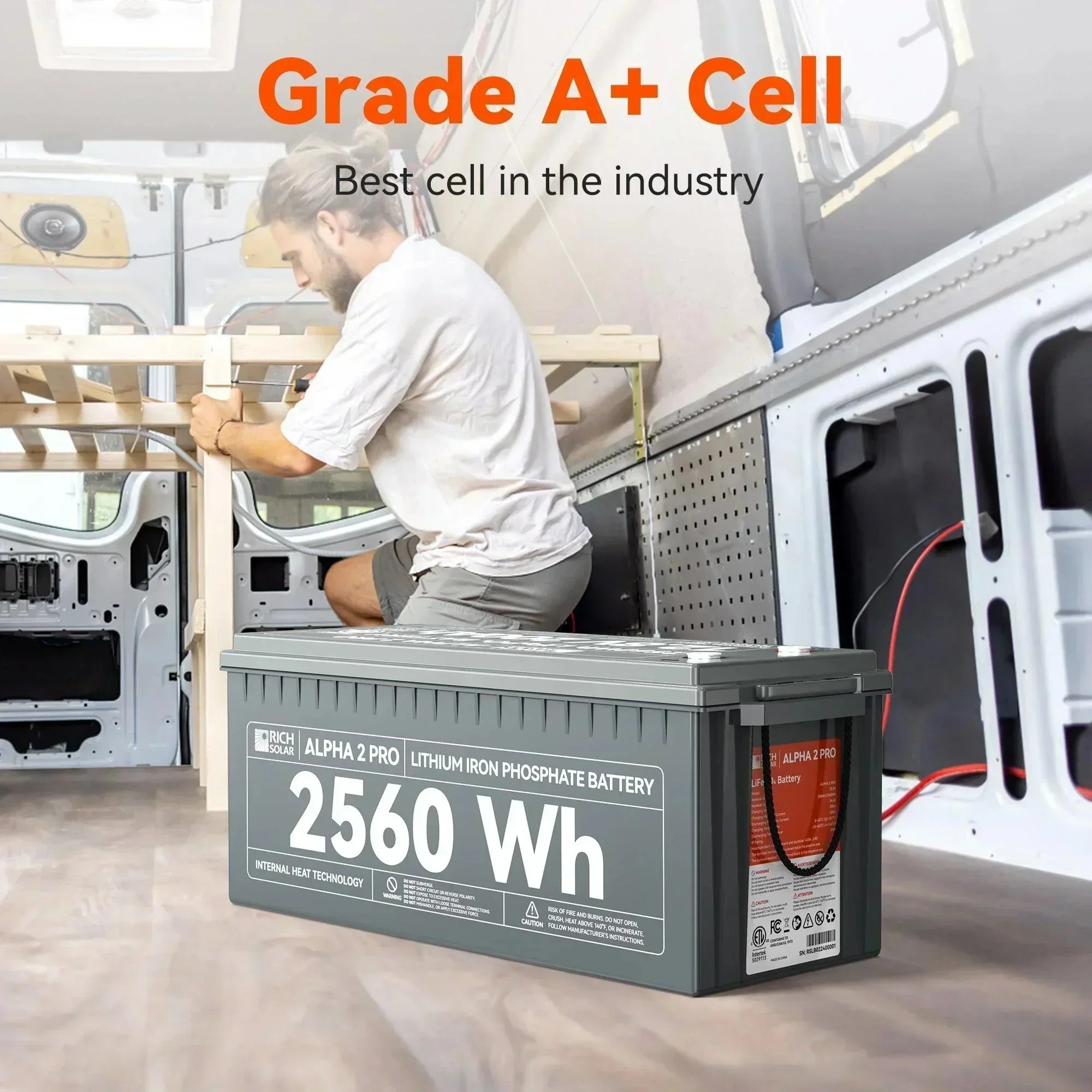 Rich Solar ALPHA 2 PRO | 12V 200Ah LiFePO4 Battery | Premium 12V Lithium Battery for RVs, Cabins, Tiny Homes | 7,000 Lifetime Cycles | 10 Year Warranty | UL1973 Certified - Image 7