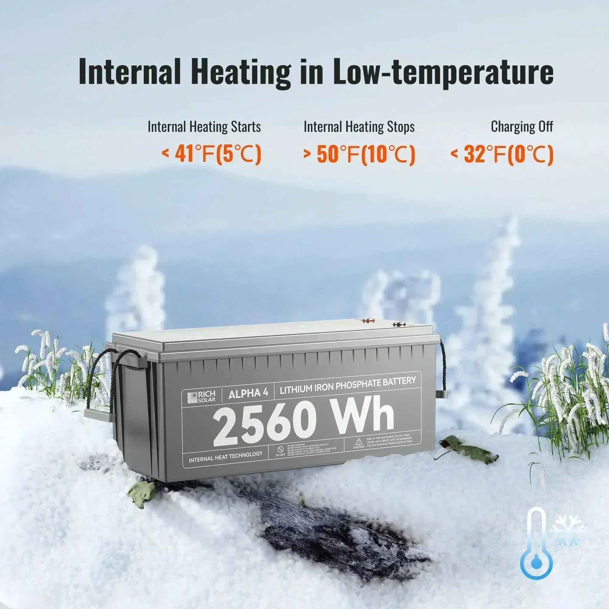 Rich Solar ALPHA 4 | 24V 100Ah LiFePO4 Battery | Powerful 12V Lithium Battery for RVs, Trailers, Vans, Boats, Off-Grid | 5,000 Lifetime Cycles | Bluetooth and Internal Heat Technology - Image 6