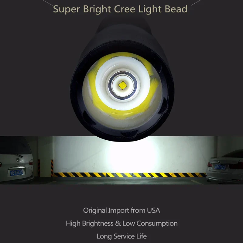 Aluminum Alloy Waterproof LED Flashlight with Bat-Style Handle – Super Bright Light - Image 4