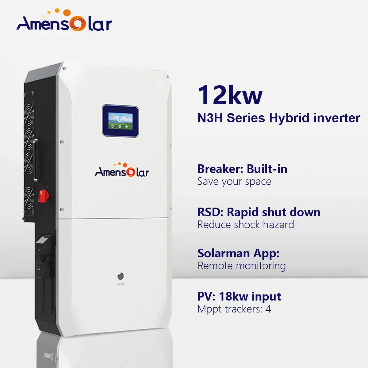 AmenSolar N3H-X12US 12KW Split Phase Hybrid Solar Inverter - Image 2
