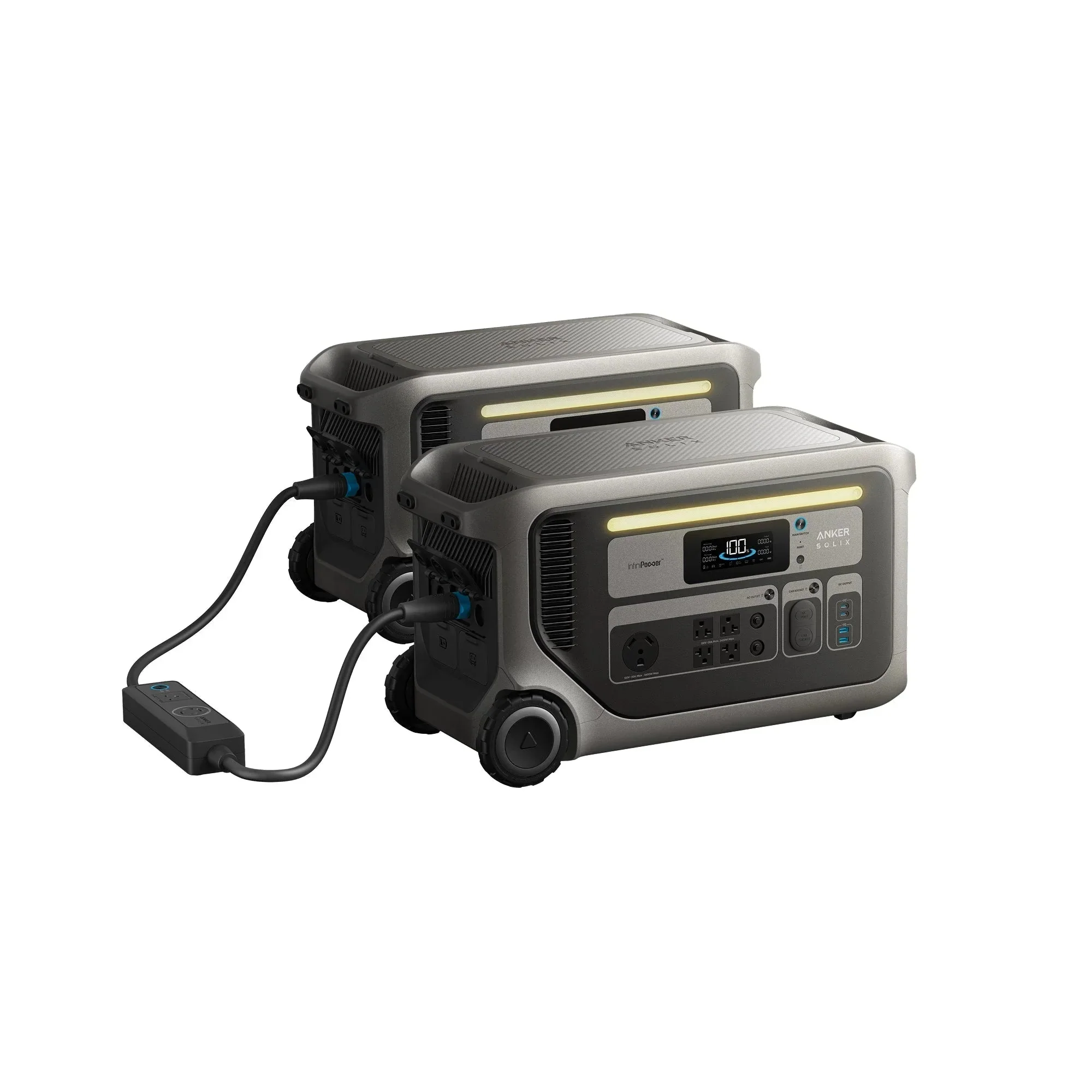 Anker SOLIX F3000 Portable Power Station x 2 + Double Voltage Hub