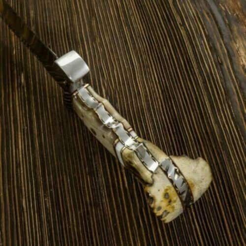 Artisan’s Edge: Custom Handmade Hunting Knife with D2 Steel Blade, Sheep Horn and Antler Horn Handle, Steel Guard, Brass Inlay, and Leather Sheath - Image 2