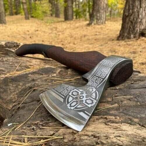 Battle Axe Set: Tomahawk and Hammer with Custom Handmade Forged Engraved 1095 Steel Blade – Warrior's Duo - Image 2