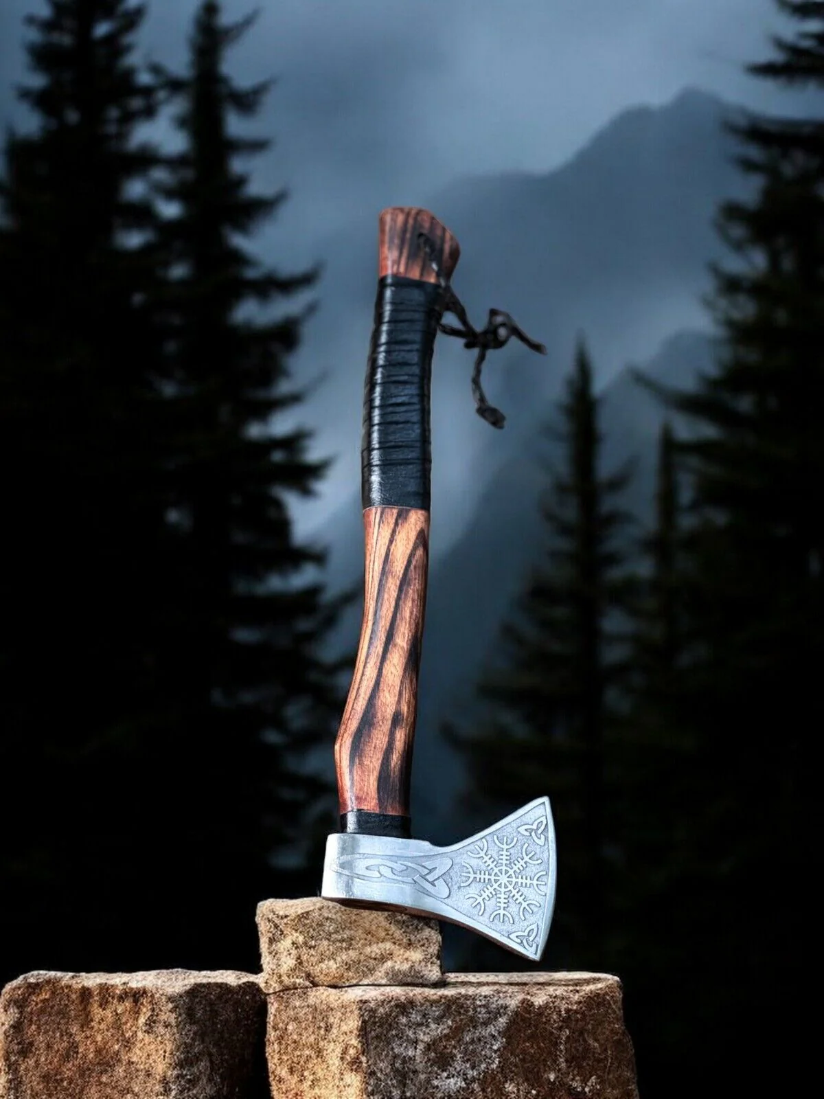 Battle Axe with Custom Handmade Forged Engraved 1095 Steel Blade and Ash Wood Handle – Warrior's Edge - Image 3