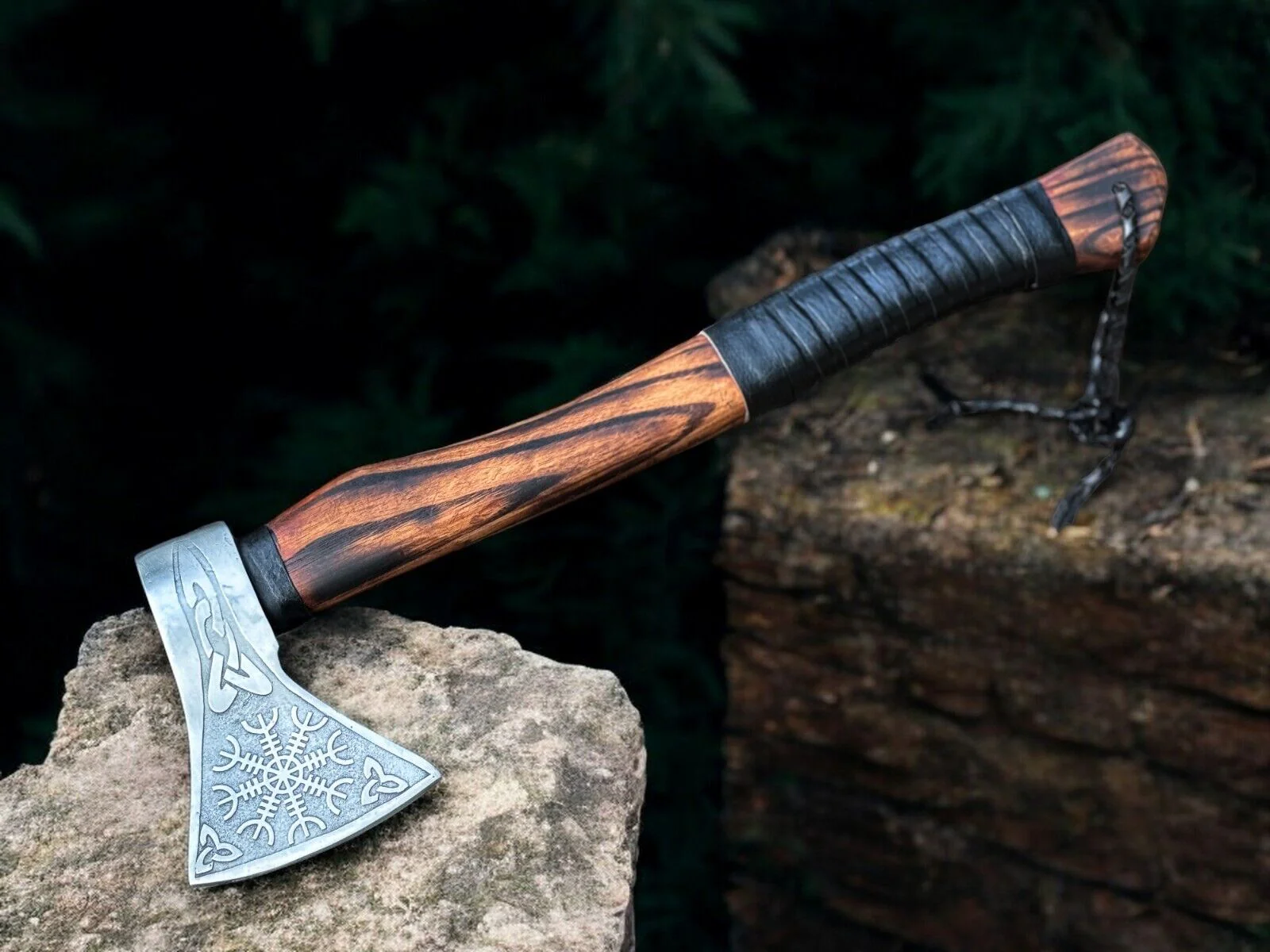 Battle Axe with Custom Handmade Forged Engraved 1095 Steel Blade and Ash Wood Handle – Warrior's Edge - Image 5