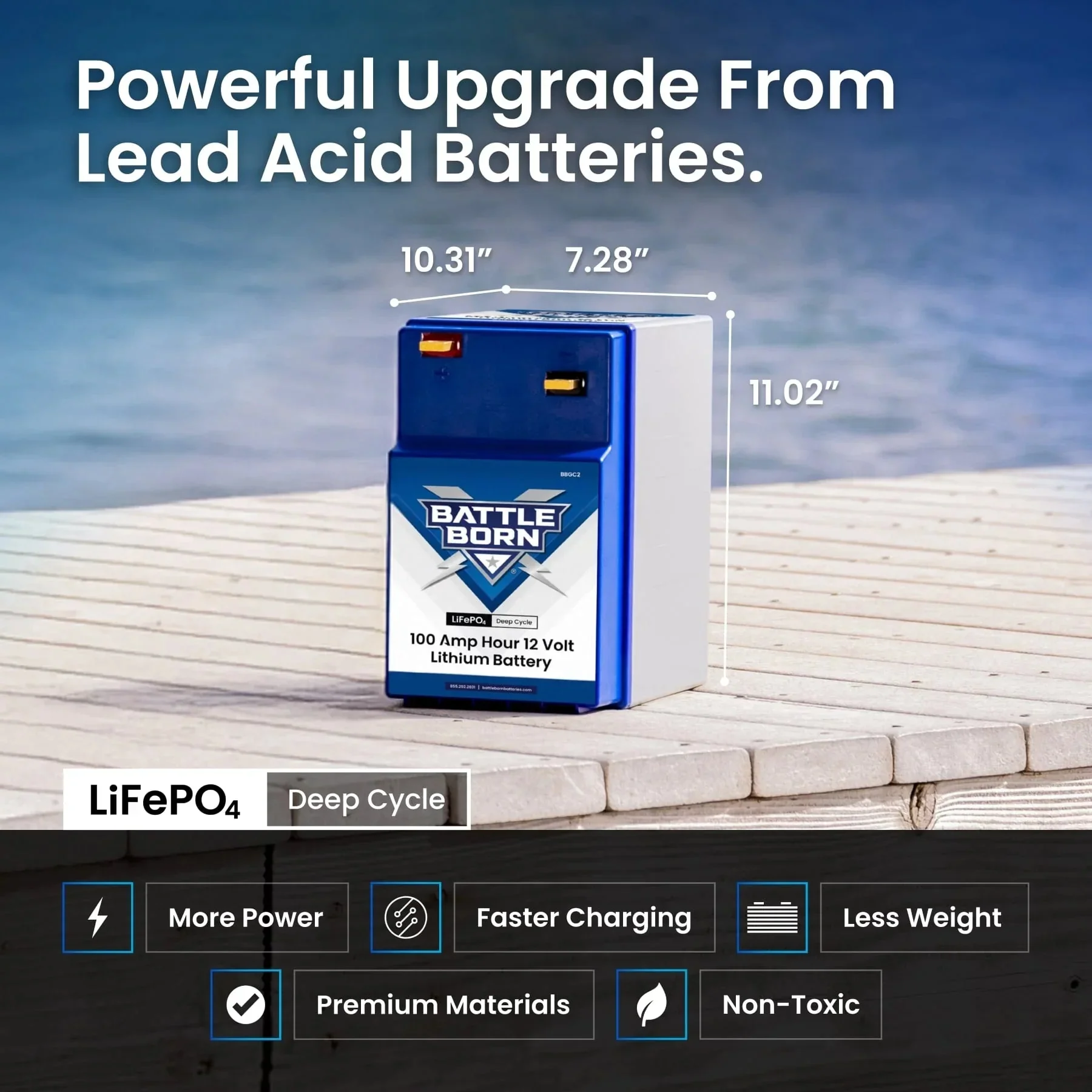 Battle Born 100Ah 12V GC2 LiFePO4 Deep Cycle Battery - Image 3
