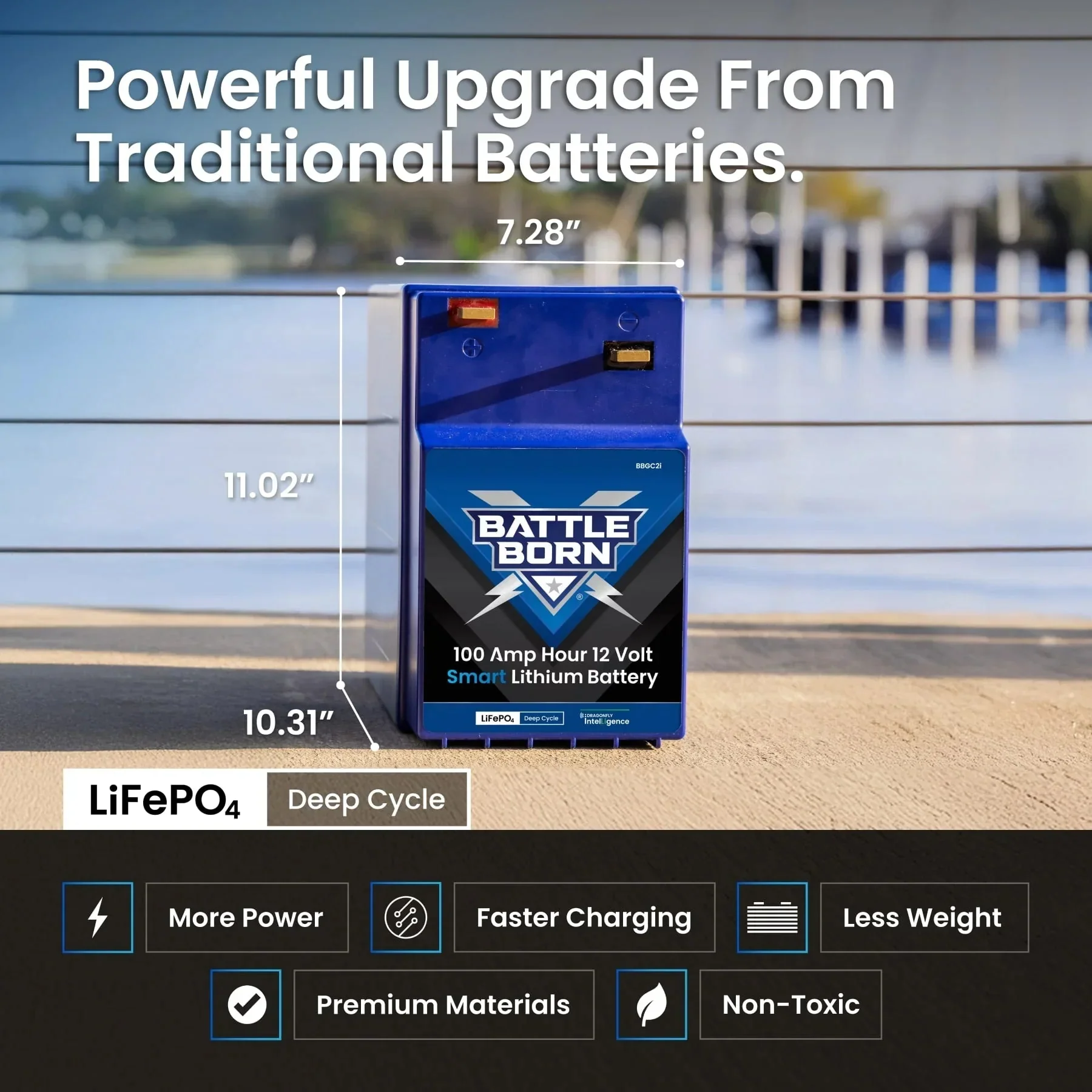Battle Born 100Ah 12V GC2 Smart LiFePO4 Deep Cycle Battery - Image 4