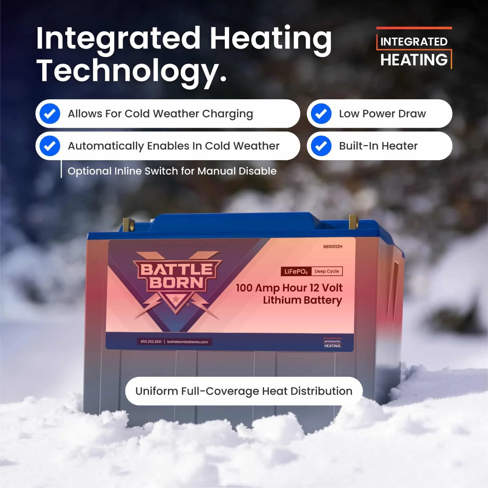 Battle Born 100Ah 12V LiFePO4 Heated Battery Kit - Image 3