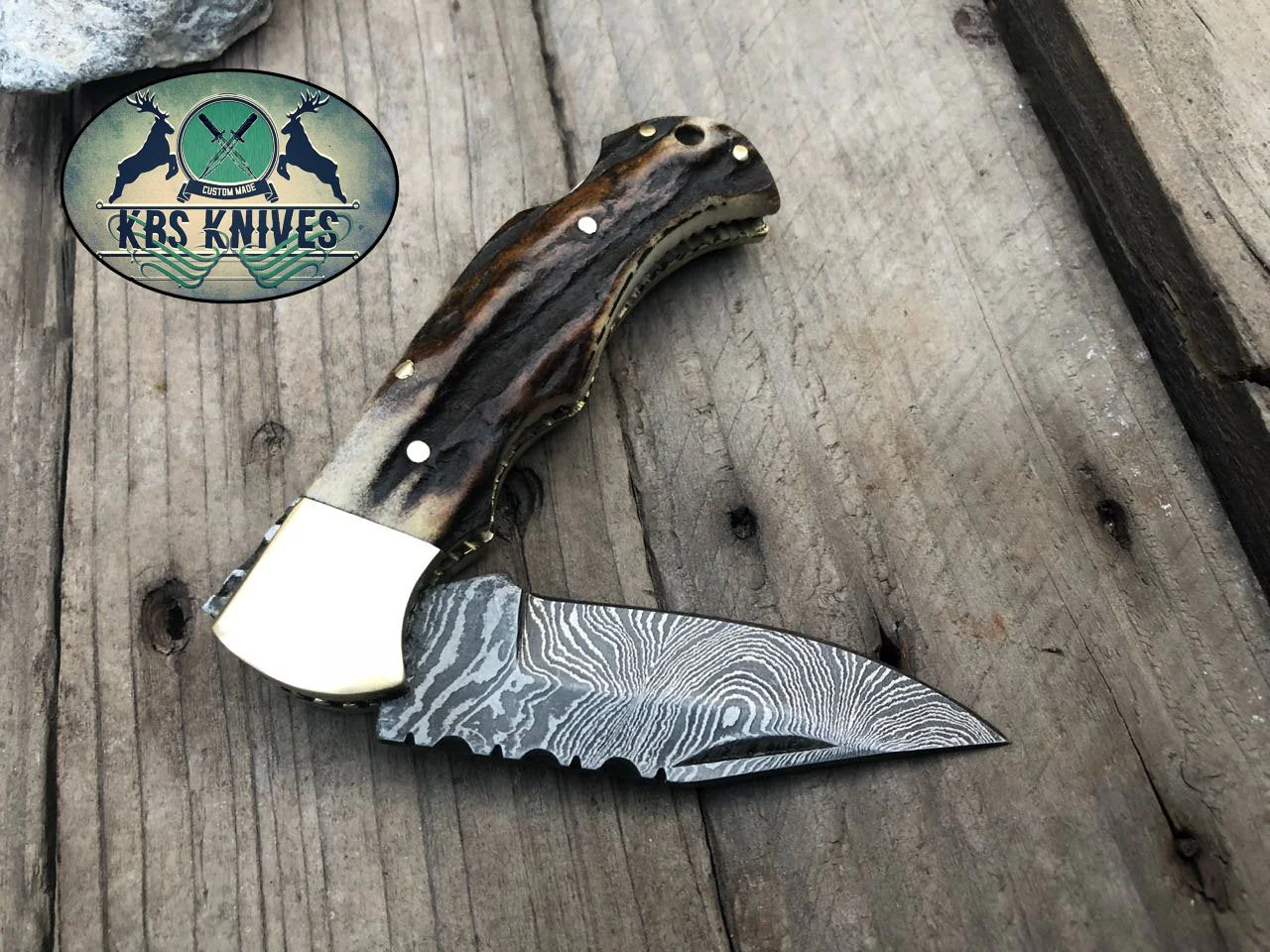 Beautiful Custom Handmade Damascus Steel EDC back Lock Pocket knife - Image 2