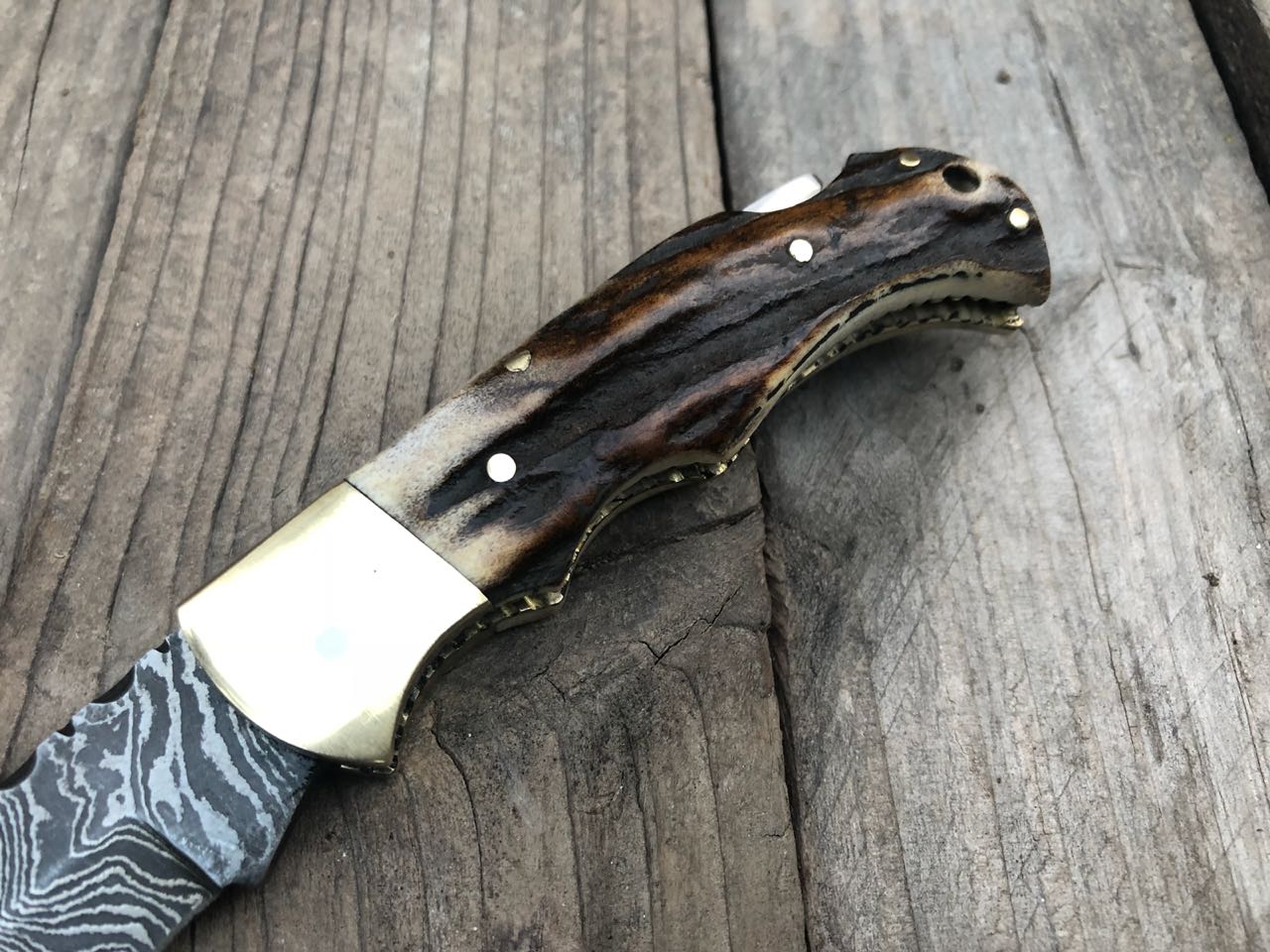 Beautiful Custom Handmade Damascus Steel EDC back Lock Pocket knife - Image 3