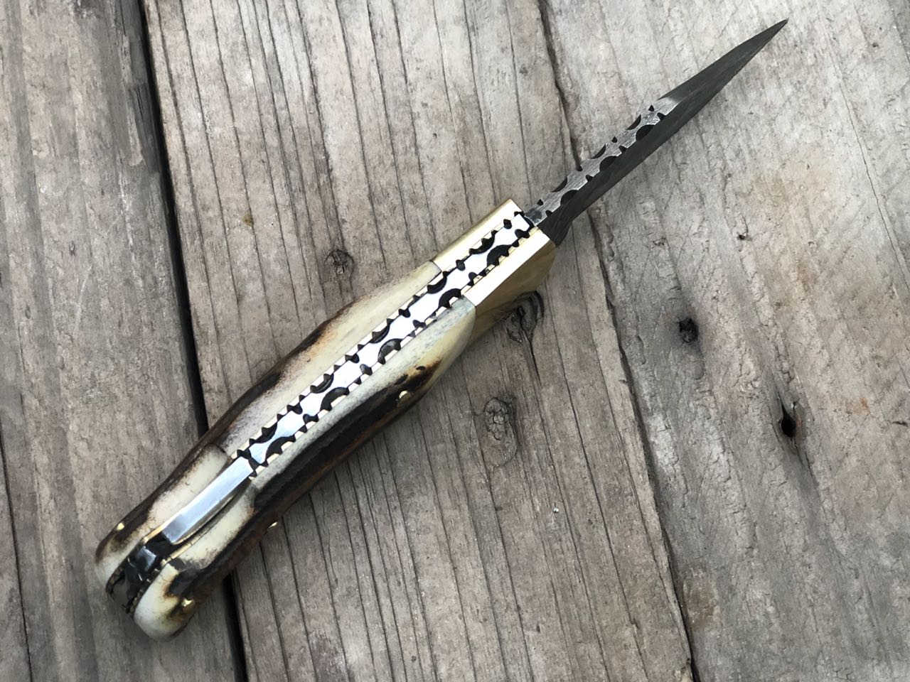 Beautiful Custom Handmade Damascus Steel EDC back Lock Pocket knife - Image 4