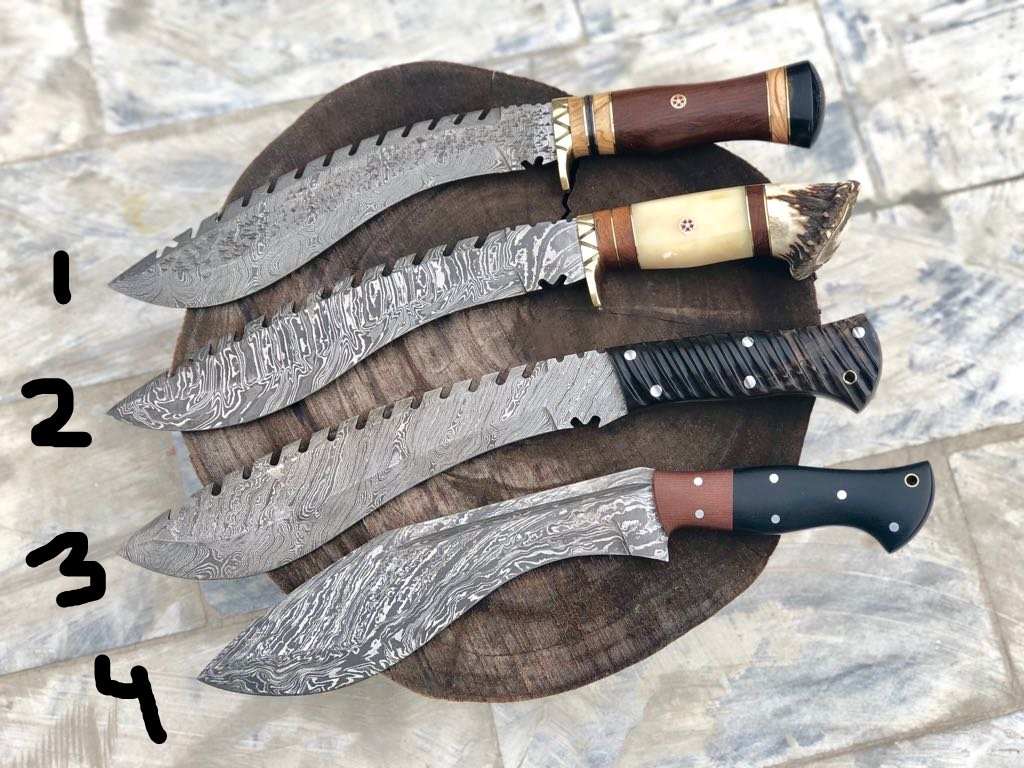 Best Kukri Knife Design – Damascus Blade Set of 4 - Image 2