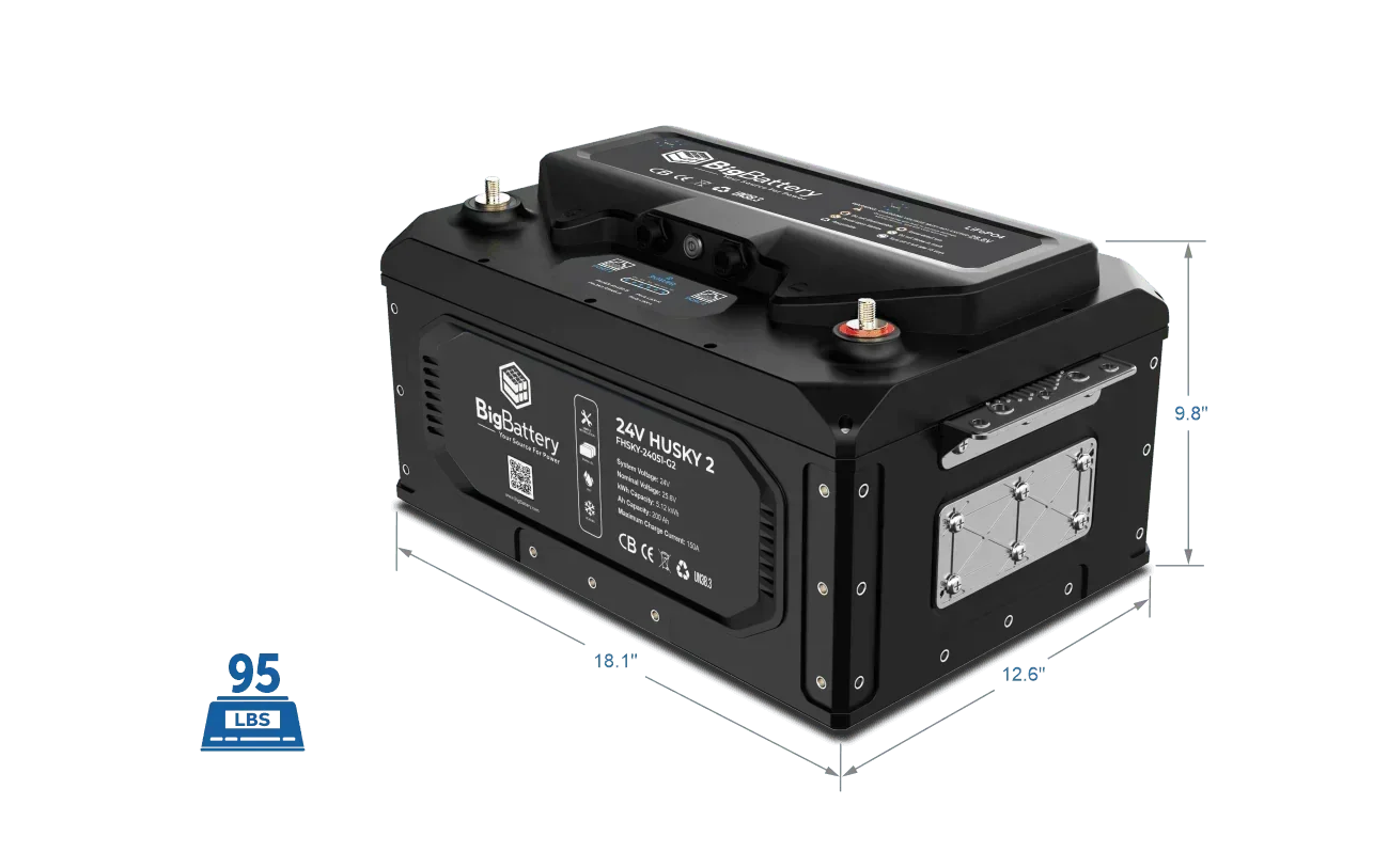 BigBattery 24V HUSKY 2 INV Lithium Battery 5.12kWh 200Ah | LiFePO4 | Inverter Comms | RV | Off-Grid | Marine Battery - Image 2