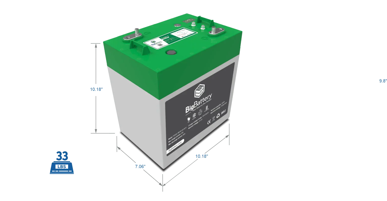 BigBattery 48V EAGLE 2 | LiFePO4 | 32Ah | 1.63kWh | Golf & Utility Cart Battery - Image 4