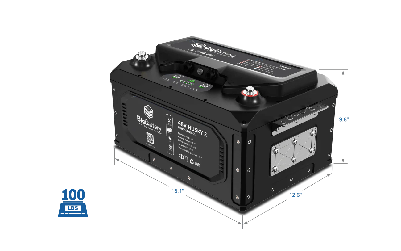 BigBattery 48V HUSKY 2 PWR | 5.12Kwh LiFePO4 – High Power | Golf Cart | UTV | Industrial Battery - Image 3