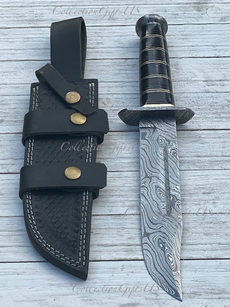 Black Beauty Damascus Bowie Knife - Image 2