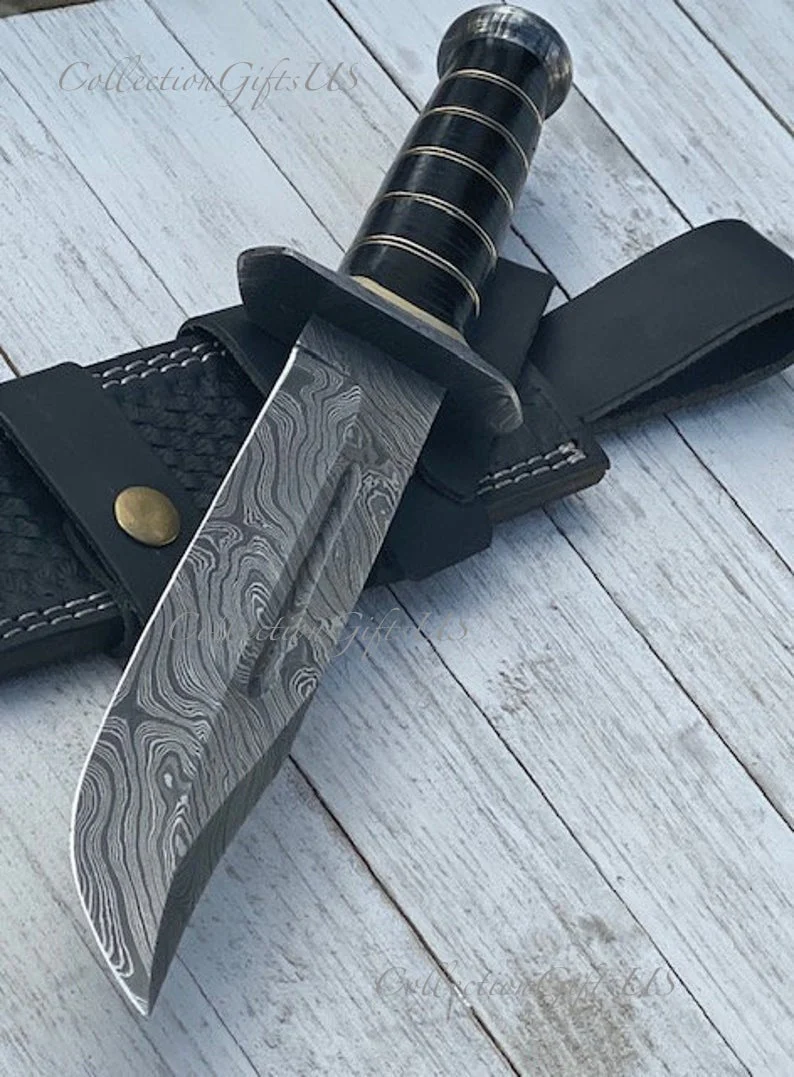 Black Beauty Damascus Bowie Knife - Image 3
