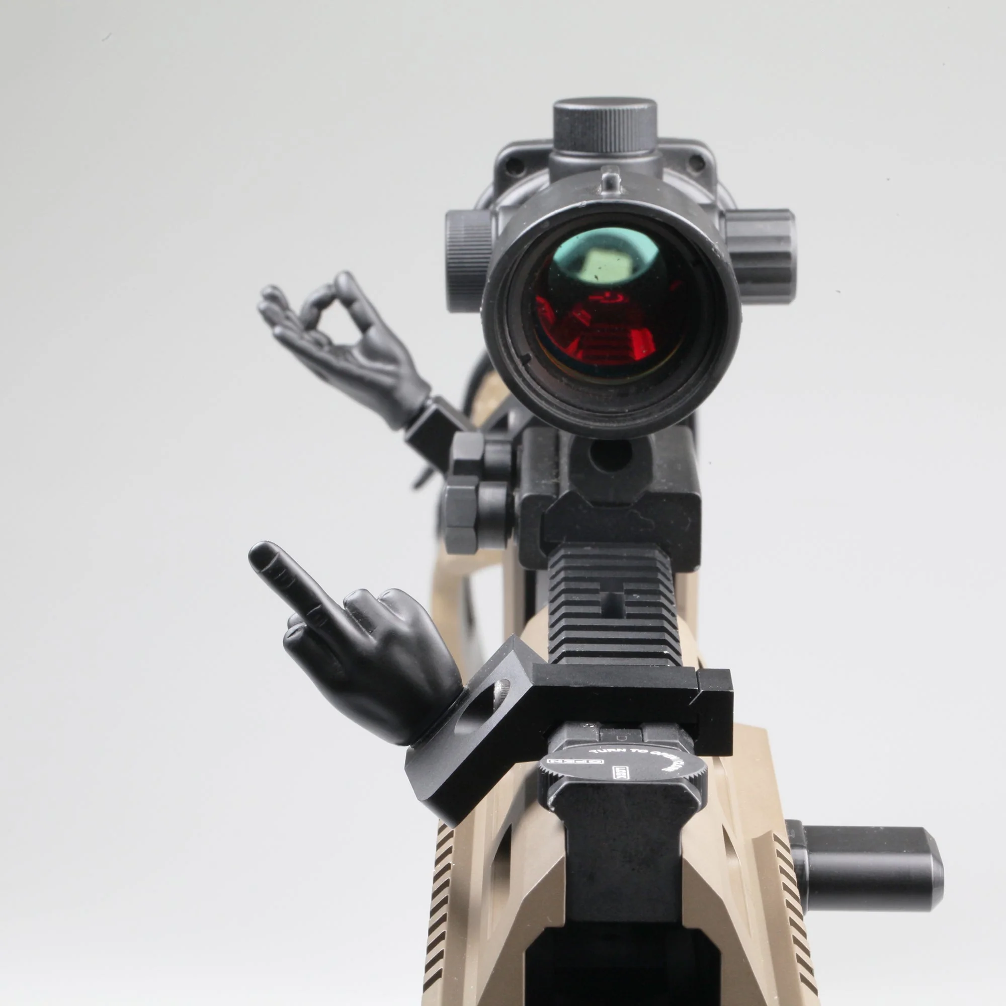 Black Color Novelty Finger Iron Sight Set - Offset 45 Degree (Middle Finger & OK Hand) - Image 5