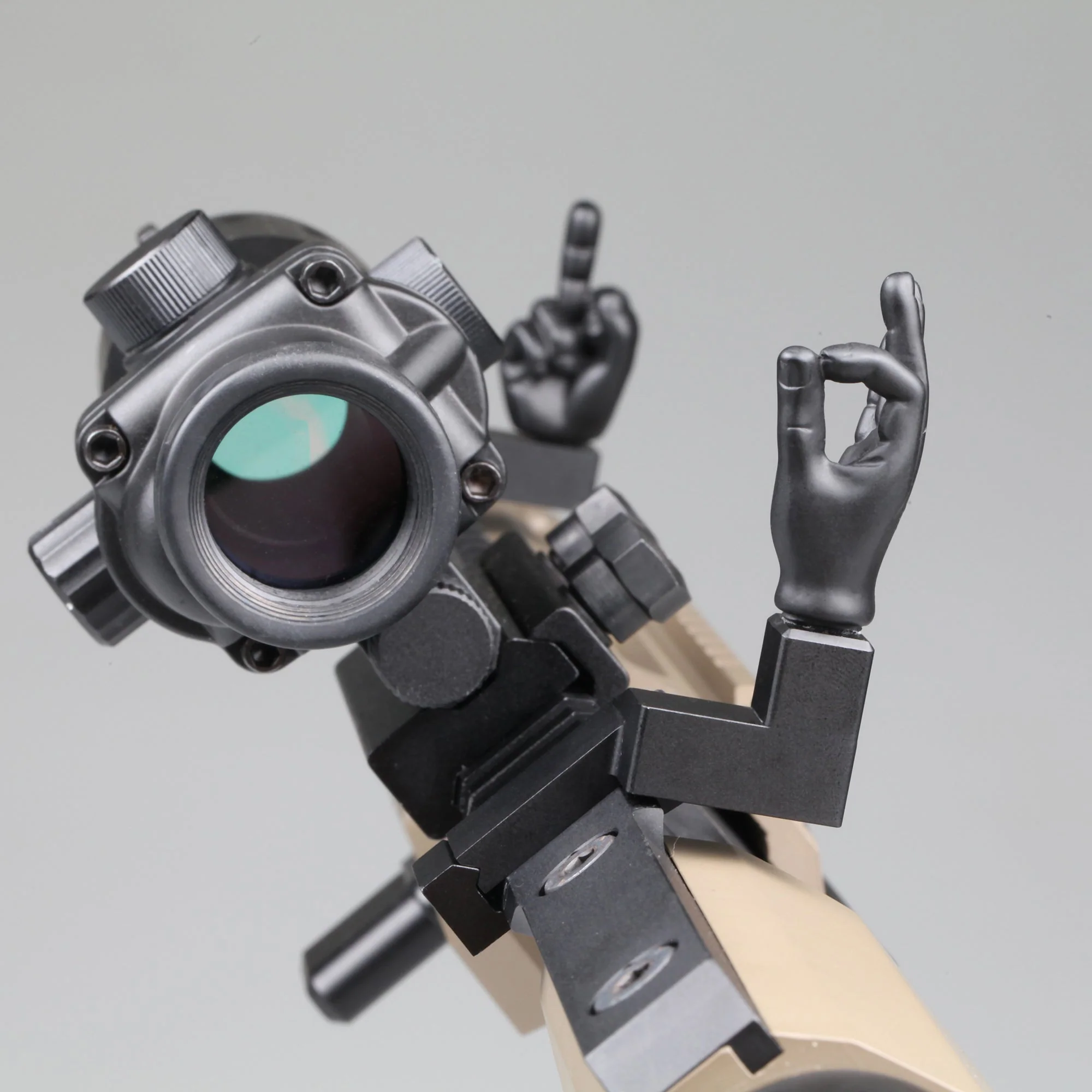 Black Color Novelty Finger Iron Sight Set - Offset 45 Degree (Middle Finger & OK Hand) - Image 6