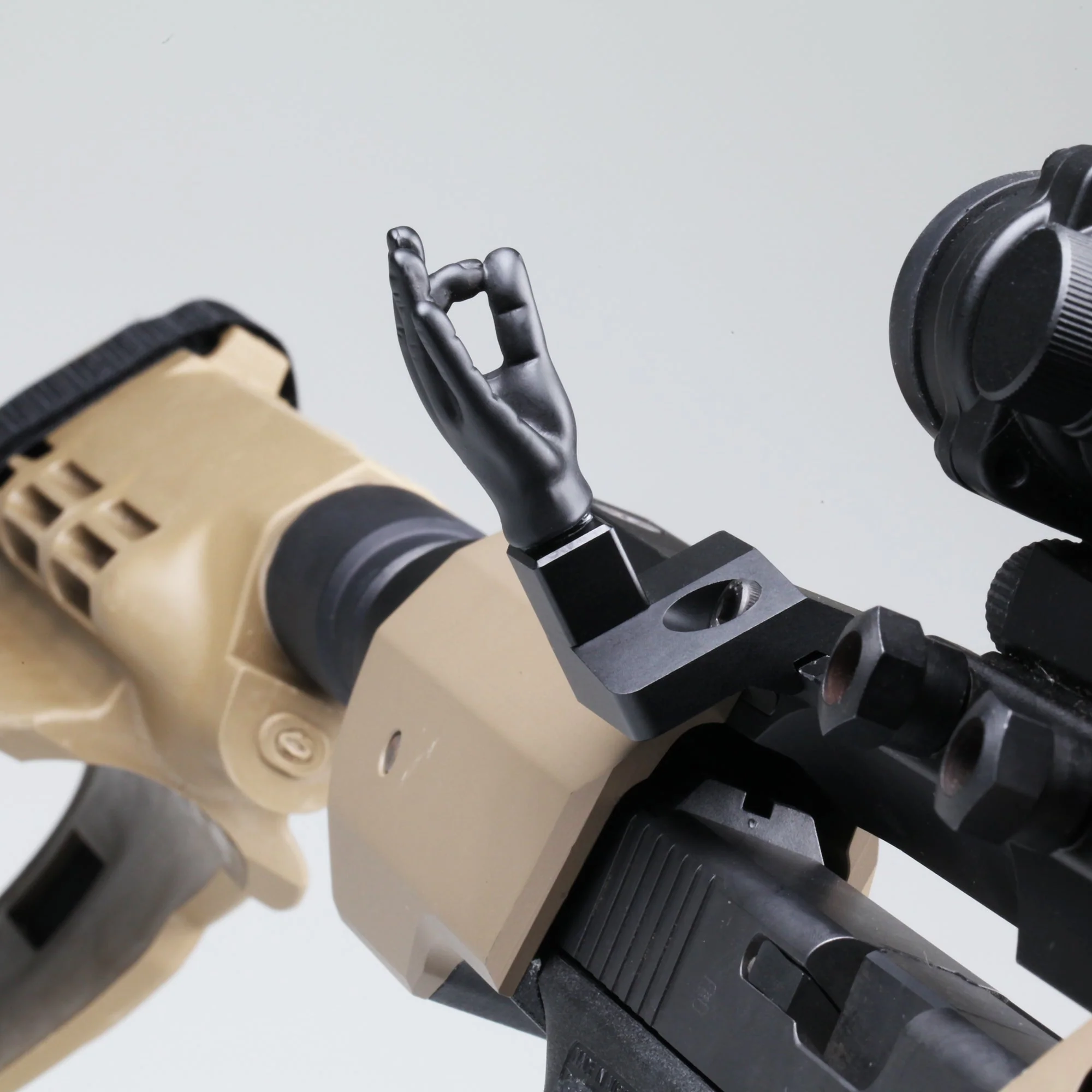 Black Color Novelty Finger Iron Sight Set - Offset 45 Degree (Middle Finger & OK Hand) - Image 7