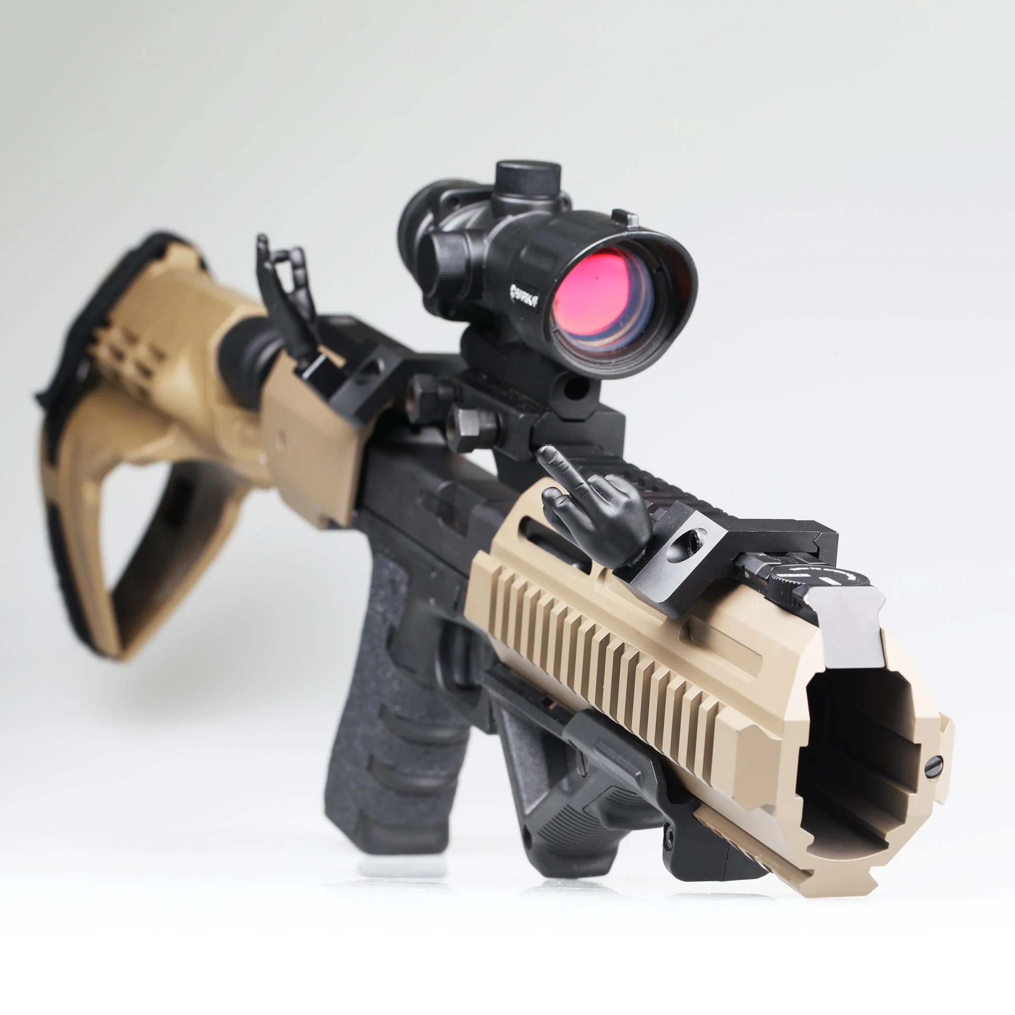 Black Color Novelty Finger Iron Sight Set - Offset 45 Degree (Middle Finger & OK Hand) - Image 8