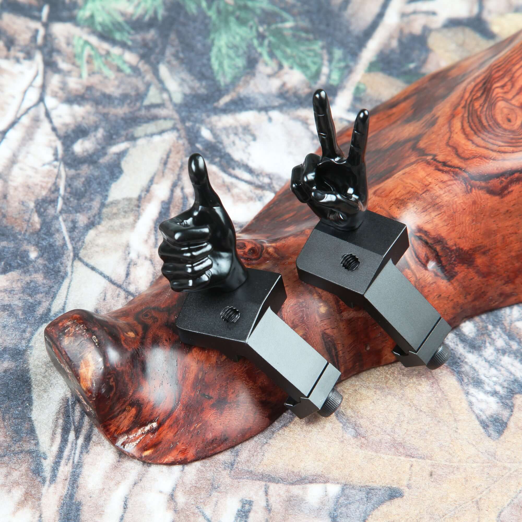 Black Color Novelty Finger Iron Sight Set - Offset 45 Degree (V Hand & Thumbs Up) - Image 4