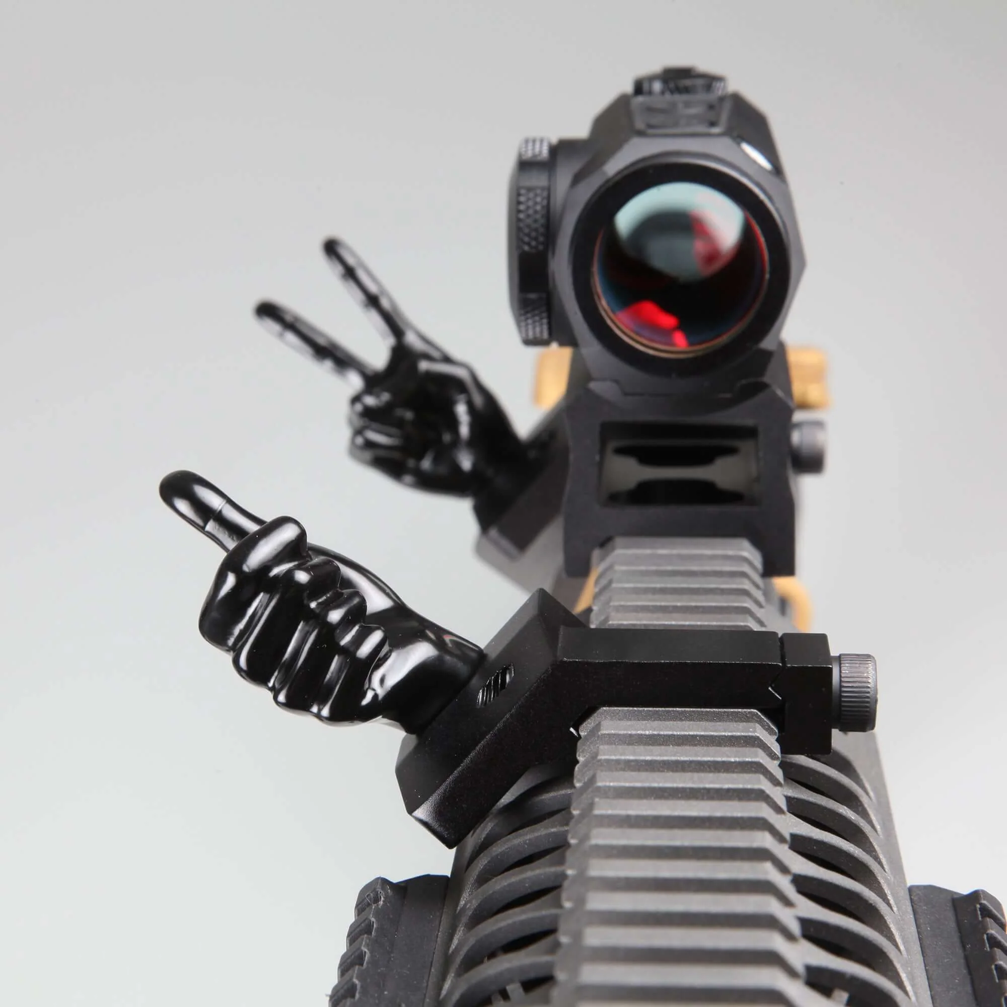 Black Color Novelty Finger Iron Sight Set - Offset 45 Degree (V Hand & Thumbs Up) - Image 8