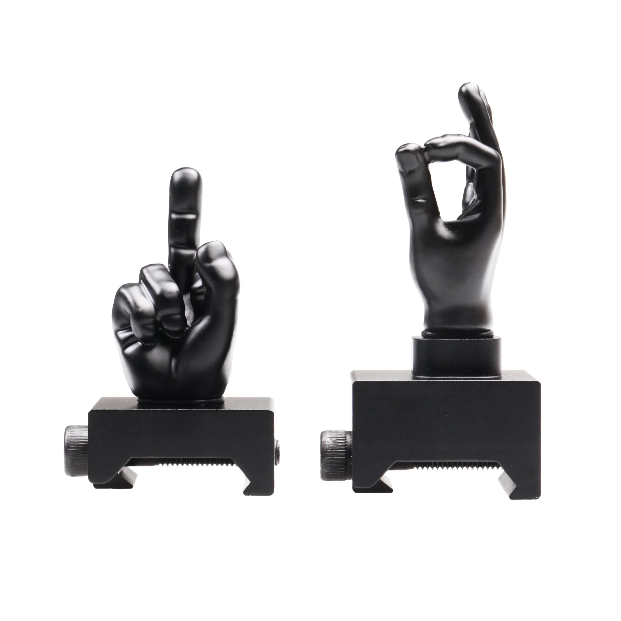Black Color Novelty Finger Iron Sight Set - Straight (Middle Finger & OK Hand) - Image 3
