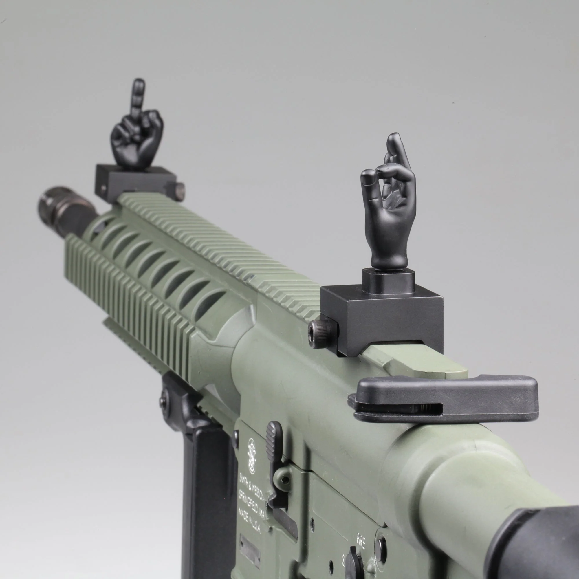 Black Color Novelty Finger Iron Sight Set - Straight (Middle Finger & OK Hand) - Image 8