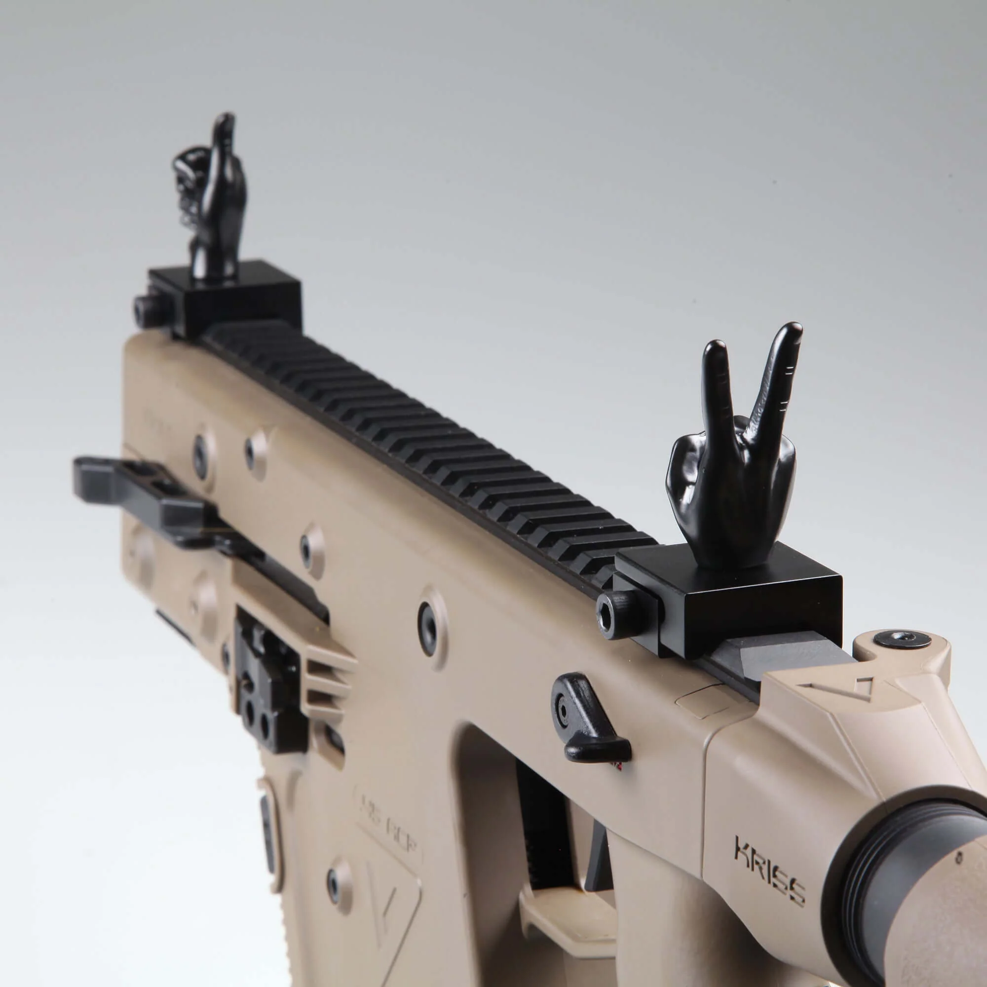 Black Color Novelty Finger Iron Sight Set - Straight (V Hand & Thumbs Up) - Image 3