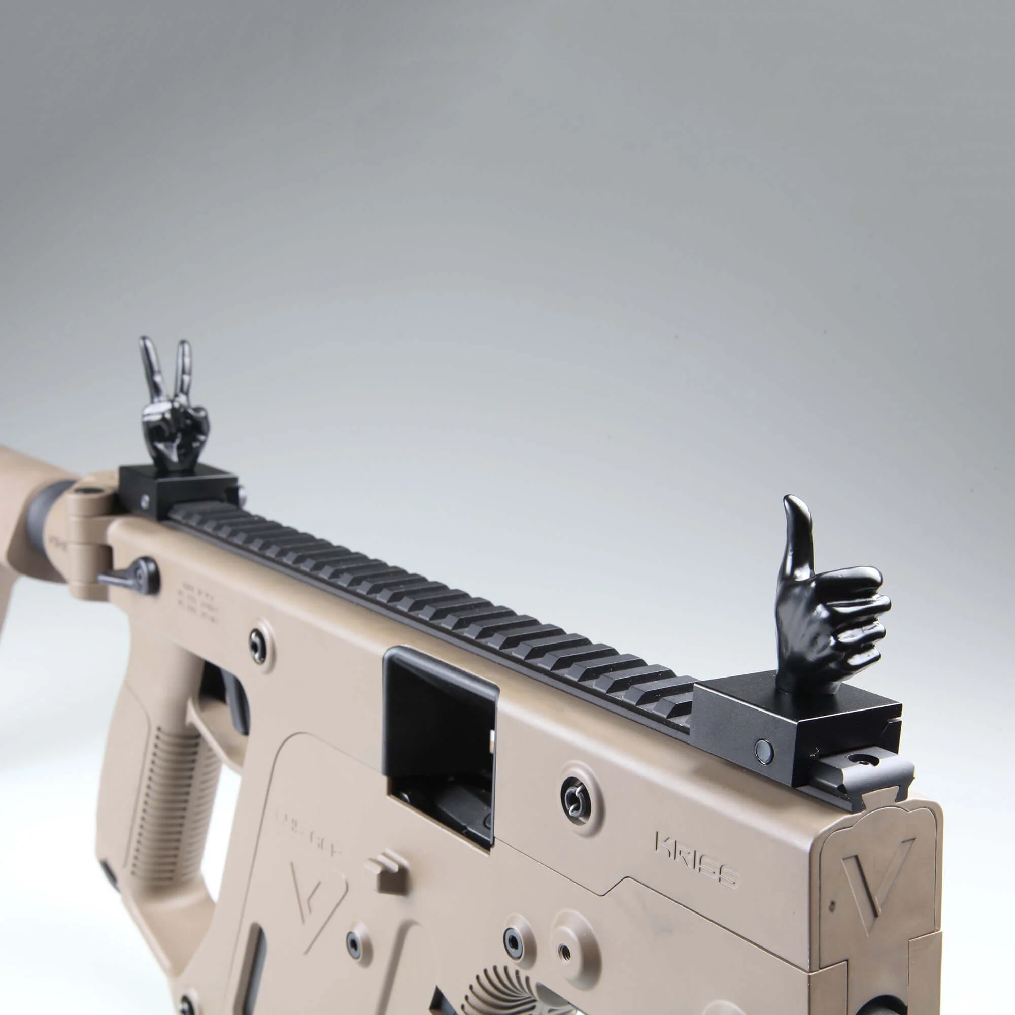 Black Color Novelty Finger Iron Sight Set - Straight (V Hand & Thumbs Up) - Image 6