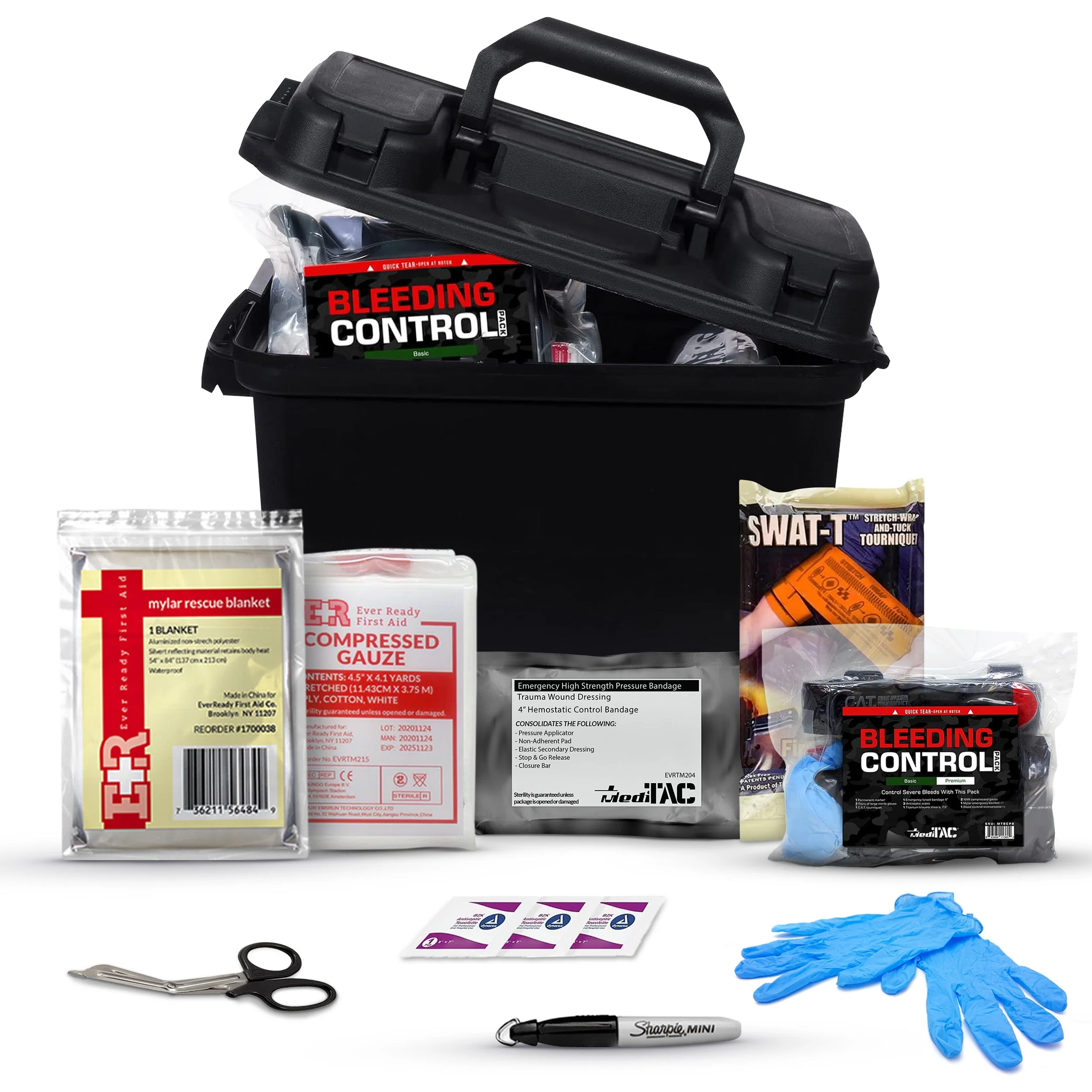 Bleeding Control Kit - 4 Vacuum Sealed Kits in Plastic Case - Image 2