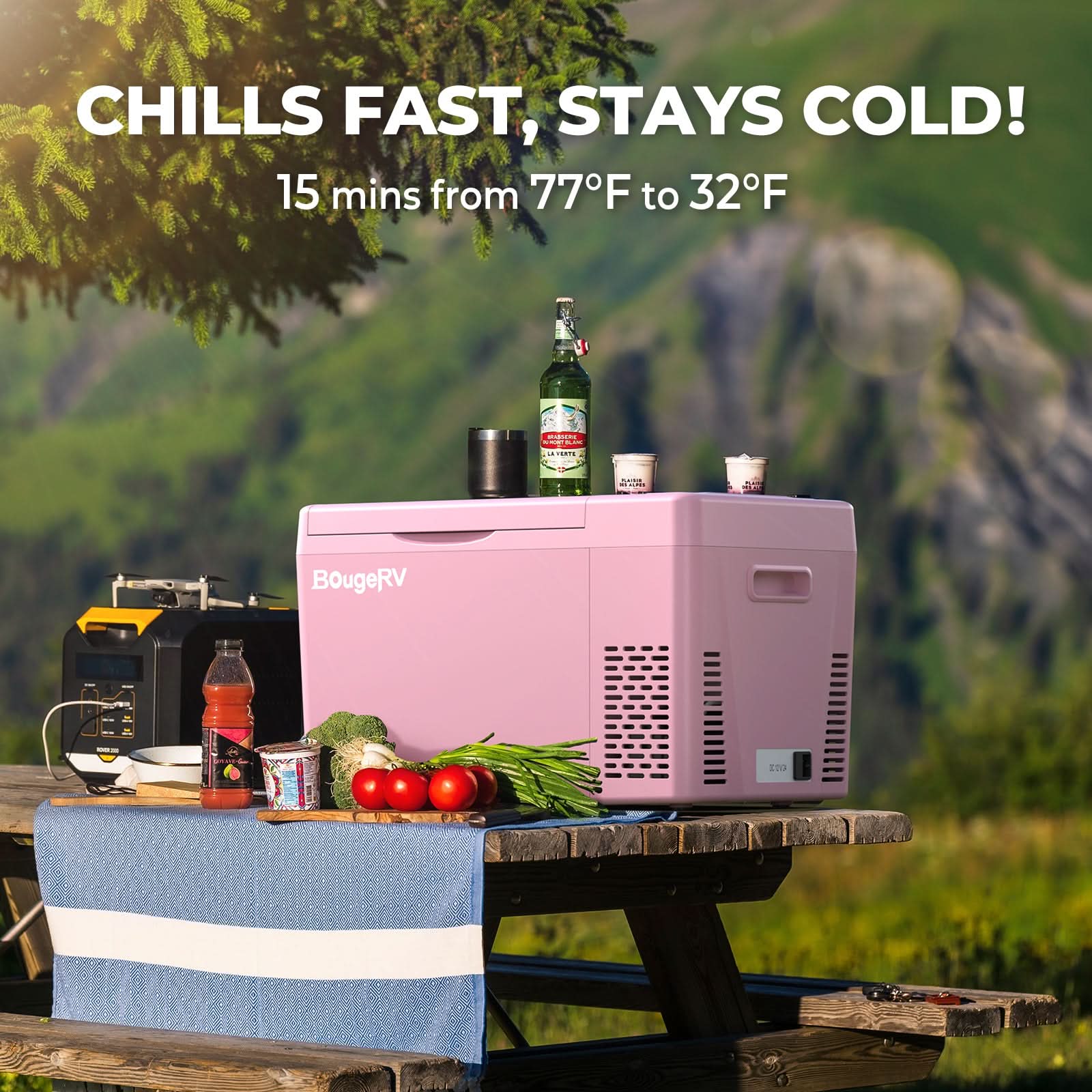 BougeRV 12V 23 Quart Colorful Pink Portable Fridge (SC) - Image 6