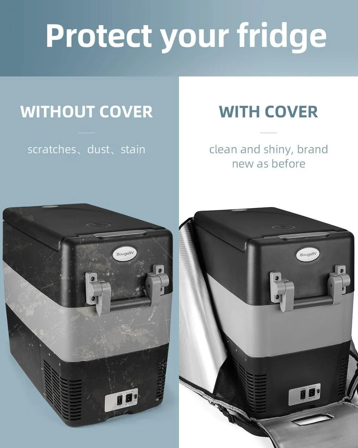 BougeRV 12V 53 Quart (50L) Portable Car Refrigerator Cover - Image 3