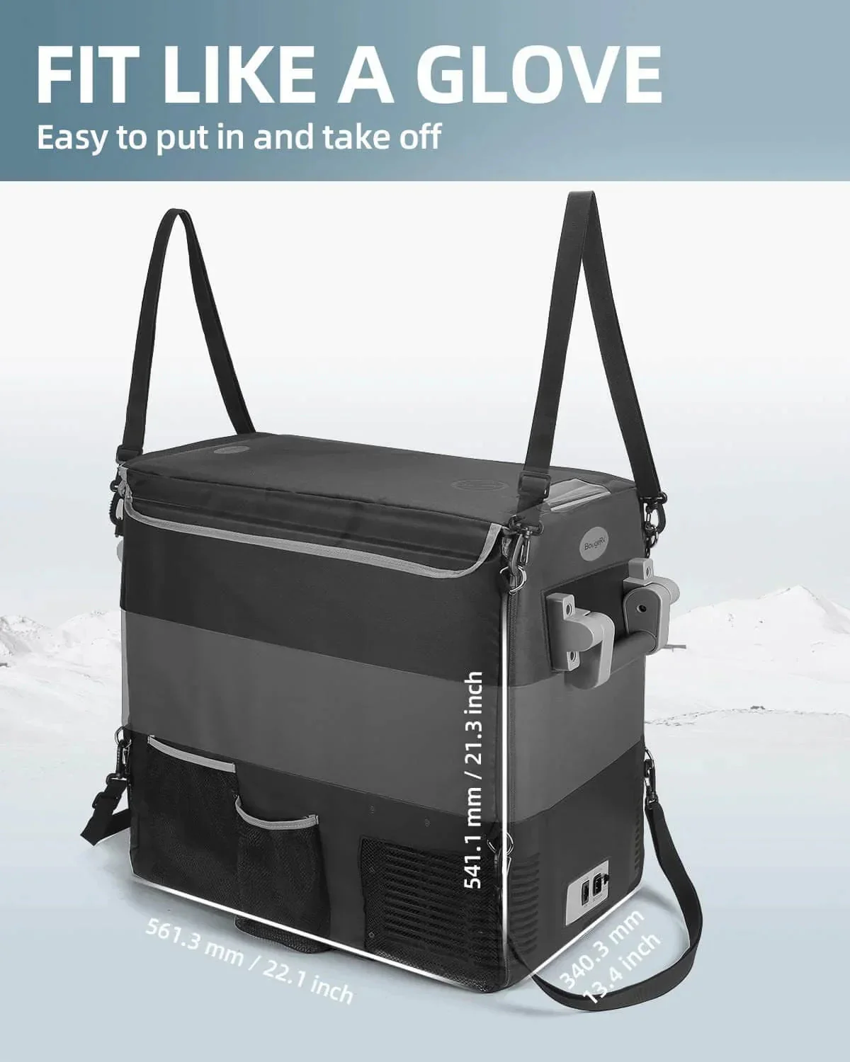 BougeRV 12V 53 Quart (50L) Portable Car Refrigerator Cover - Image 8