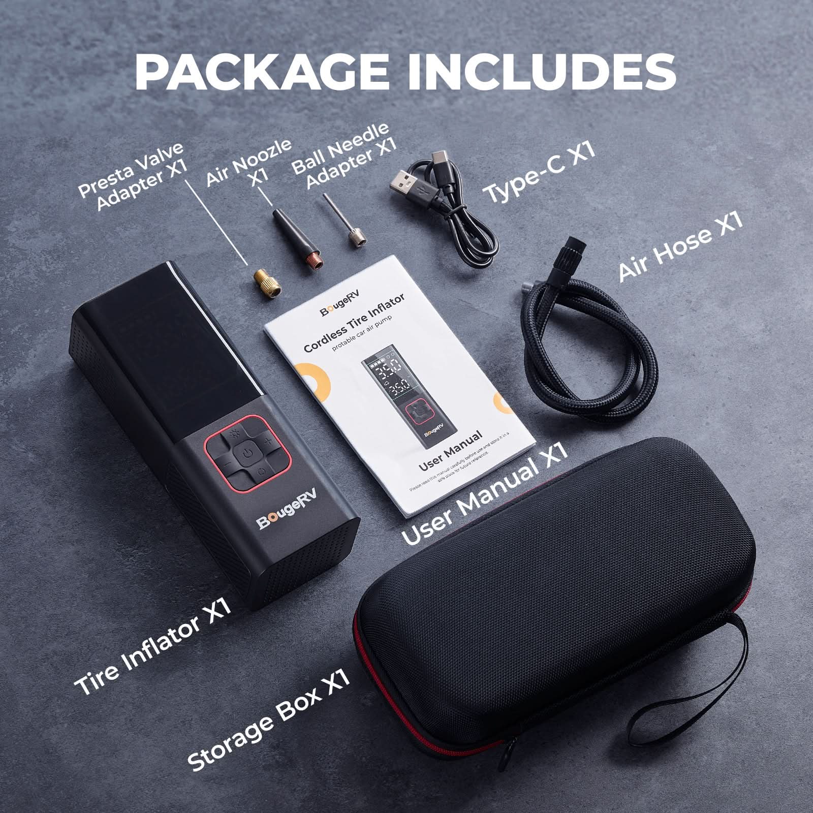 BougeRV 20,000mAh 160 PSI Tire Inflator Portable Air Compressor (SC) - Image 7