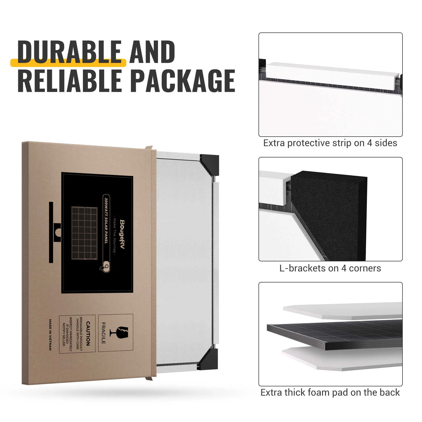 BougeRV 300 Watt 12V/24V Rigid Bifacial 12BB Mono Solar Panel (SC) - Image 6