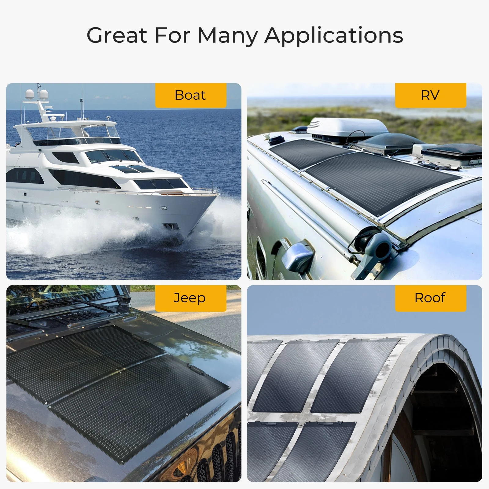 BougeRV Arch 800 Watt(4x200W) Fiberglass Curved Solar Panel (SC) - Image 9
