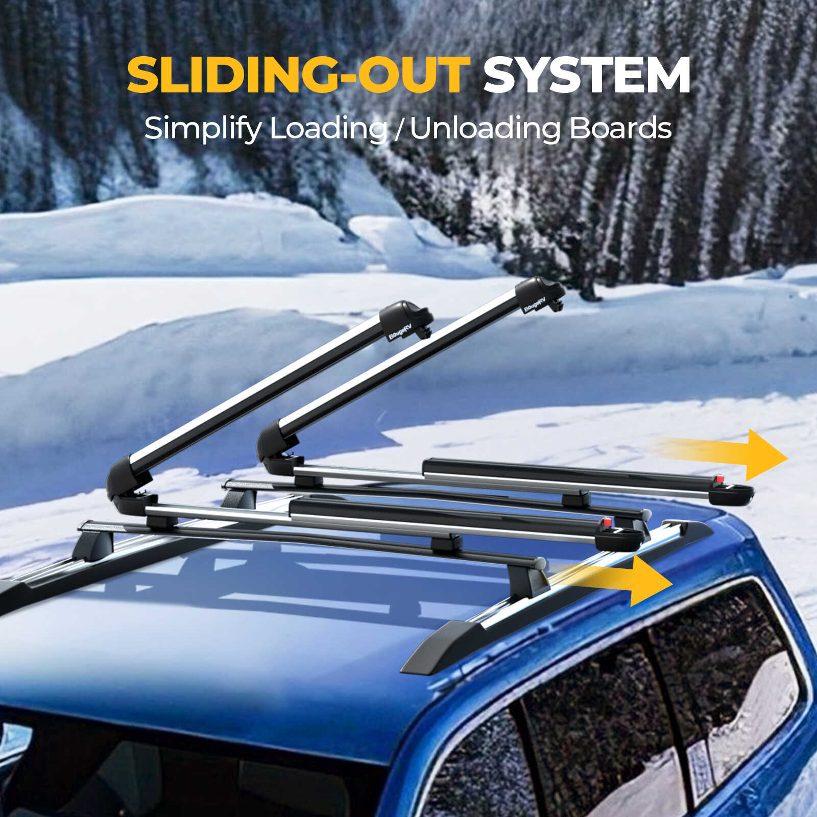BougeRV Lockable T Slot Ski & Snowboard Racks (Only Fits Crossbars with T-Track) (SC) - Image 2