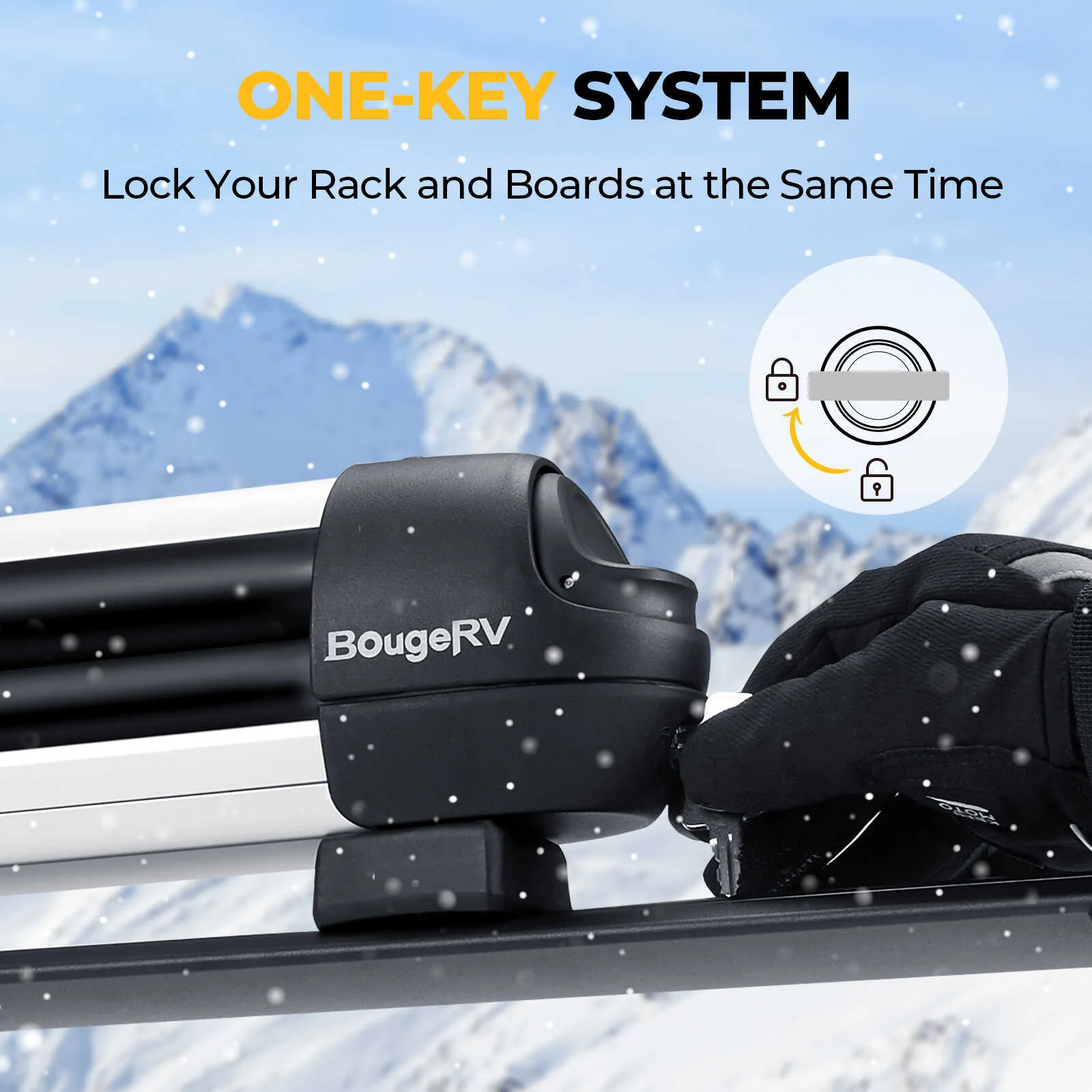 BougeRV Lockable T Slot Ski & Snowboard Racks (Only Fits Crossbars with T-Track) (SC) - Image 3