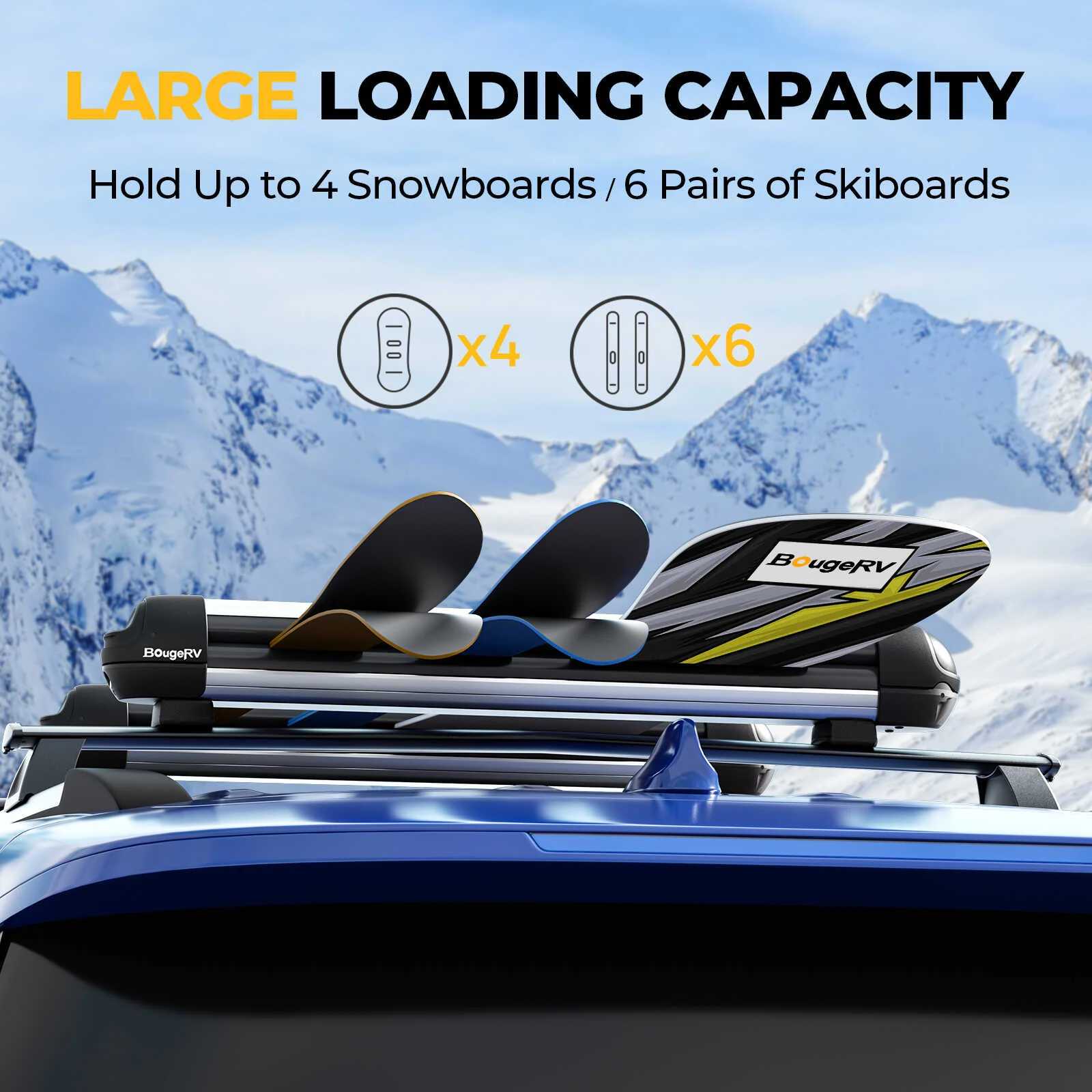 BougeRV Lockable T Slot Ski & Snowboard Racks (Only Fits Crossbars with T-Track) (SC) - Image 5