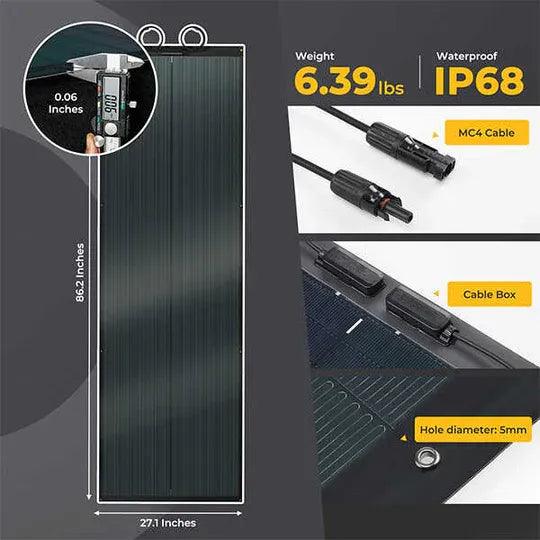 BougeRV Yuma 200W CIGS Thin-film Flexible Solar Panel (Rectangle with Holes) (SC) - Image 4