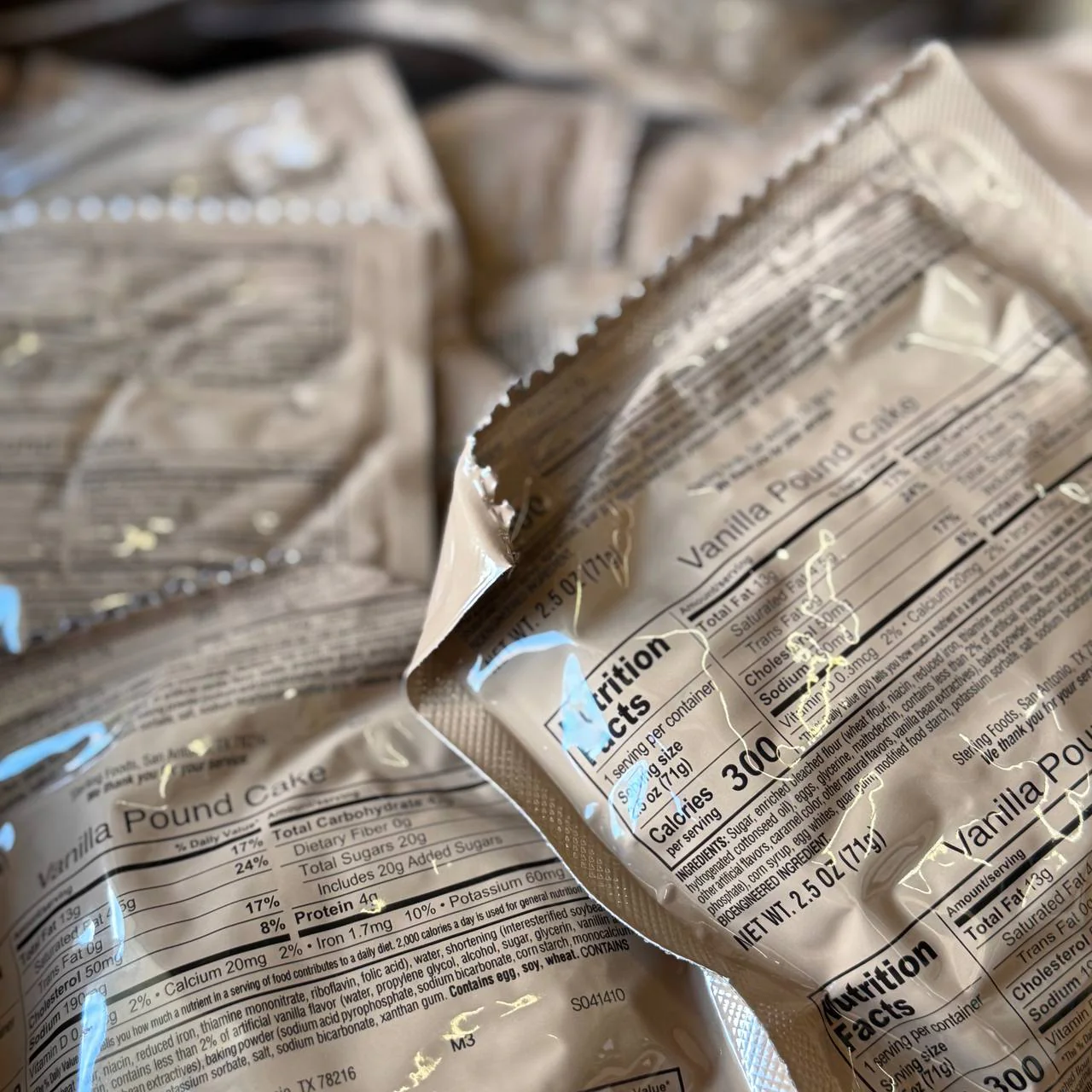 BULK MRE Dessert - 100 packs of Vanilla Pound Cake (Trans Fat Free) (SC) - Image 2