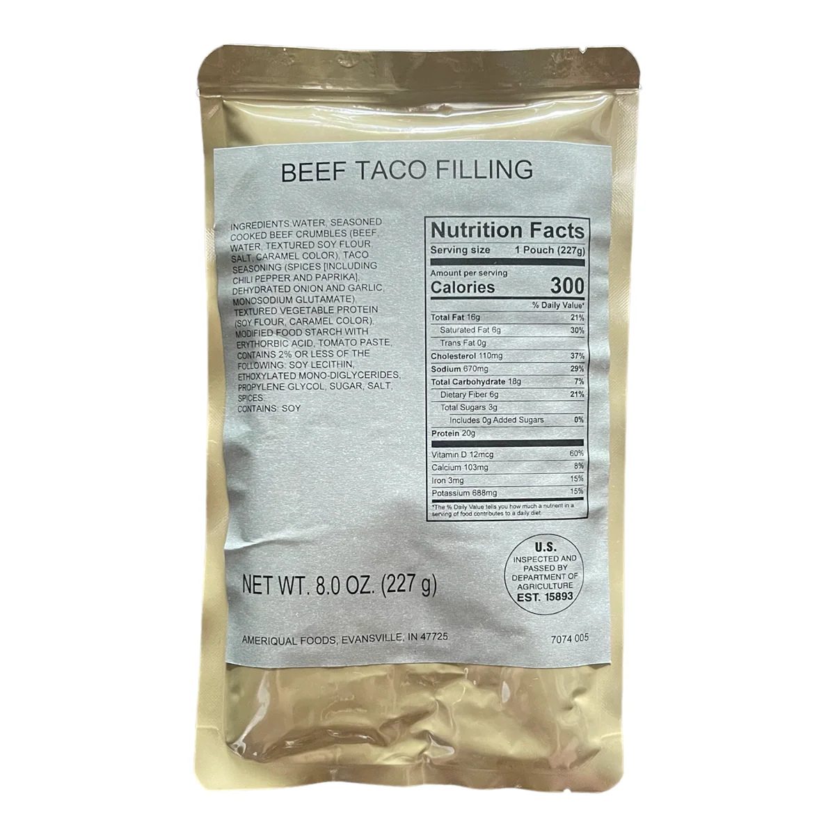 BULK MRE Entree - 72 packs of Beef Taco Filling - Image 2