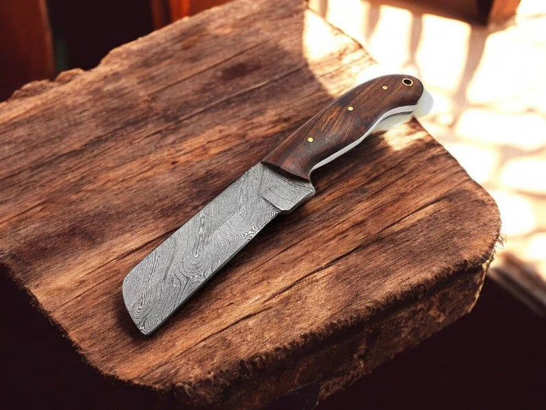 Bull Cutter Knife Sheath – Handmade Damascus Blade & Rosewood Handle | Custom Ranch EDC - Image 3