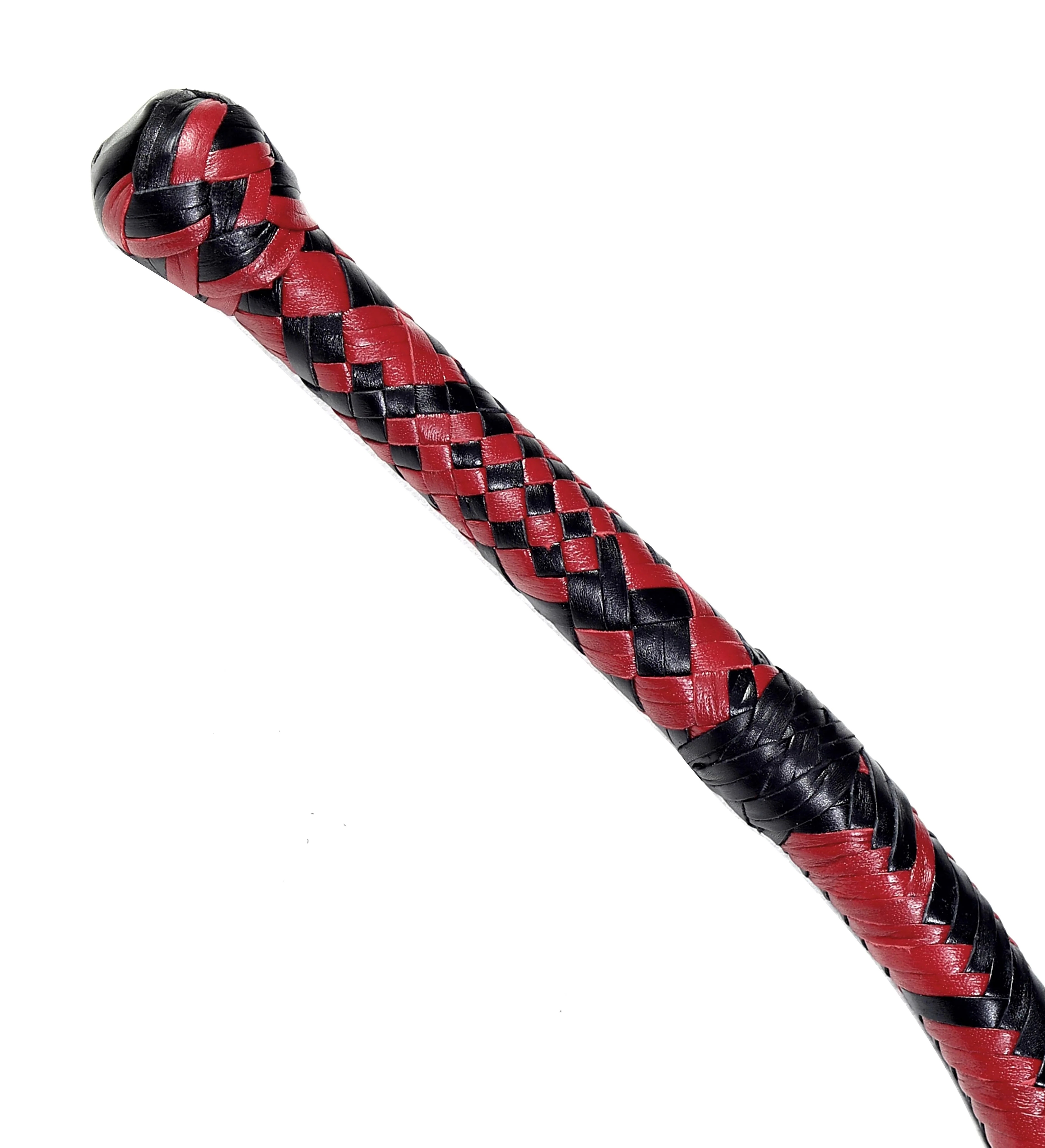 Red & Black Leather Bull Whip – Handmade Performance Whip - Image 2