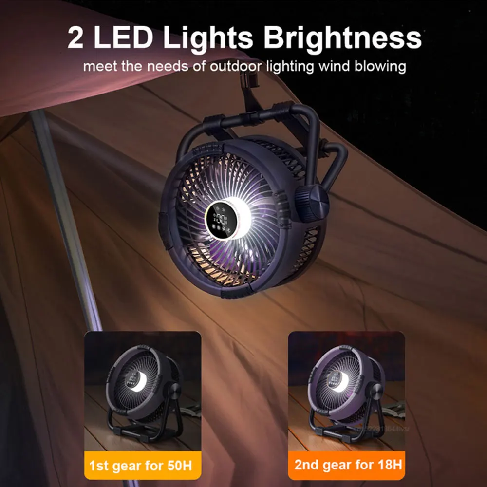 Camping Fan 20000mAh Rechargeable with LED Light Power Bank - Image 4